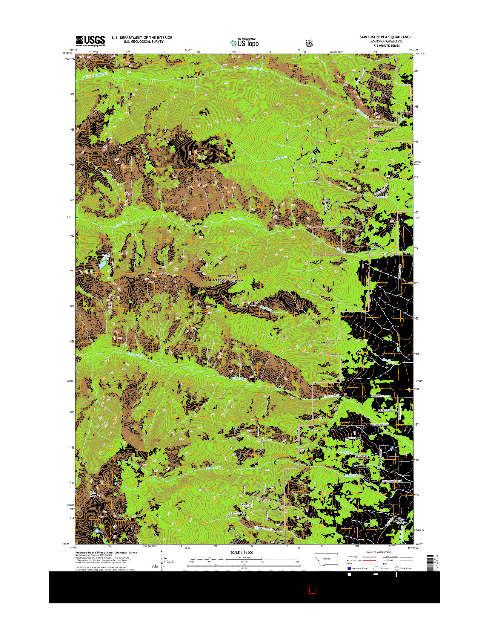 USGS US TOPO 7.5-MINUTE MAP FOR SAINT MARY PEAK, MT 2017