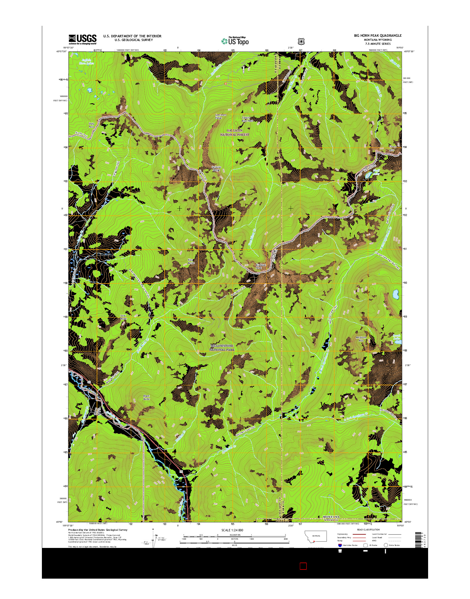 USGS US TOPO 7.5-MINUTE MAP FOR BIG HORN PEAK, MT-WY 2017