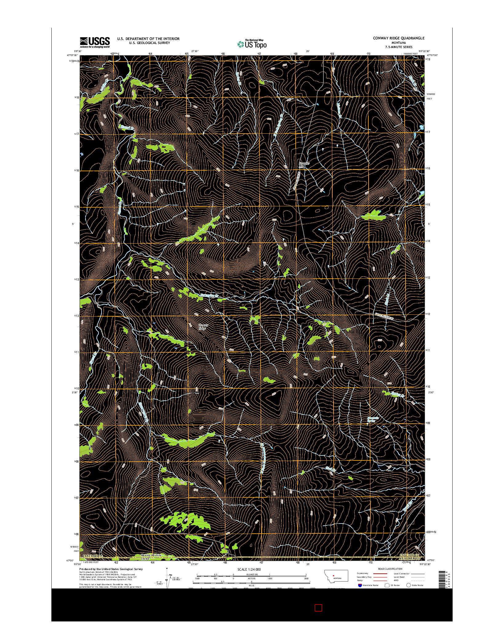 USGS US TOPO 7.5-MINUTE MAP FOR CONWAY RIDGE, MT 2017