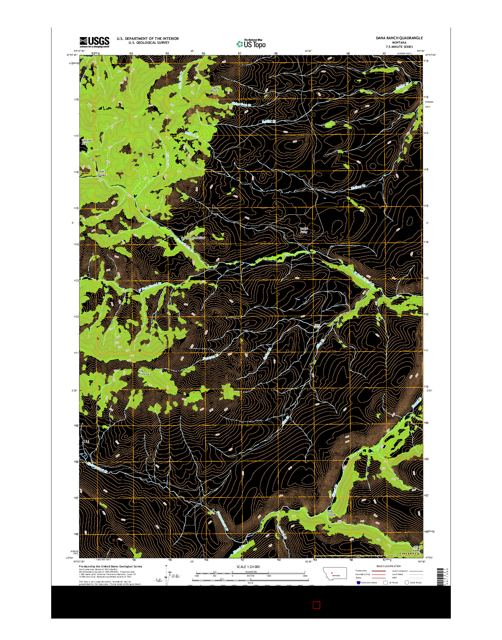 USGS US TOPO 7.5-MINUTE MAP FOR DANA RANCH, MT 2017