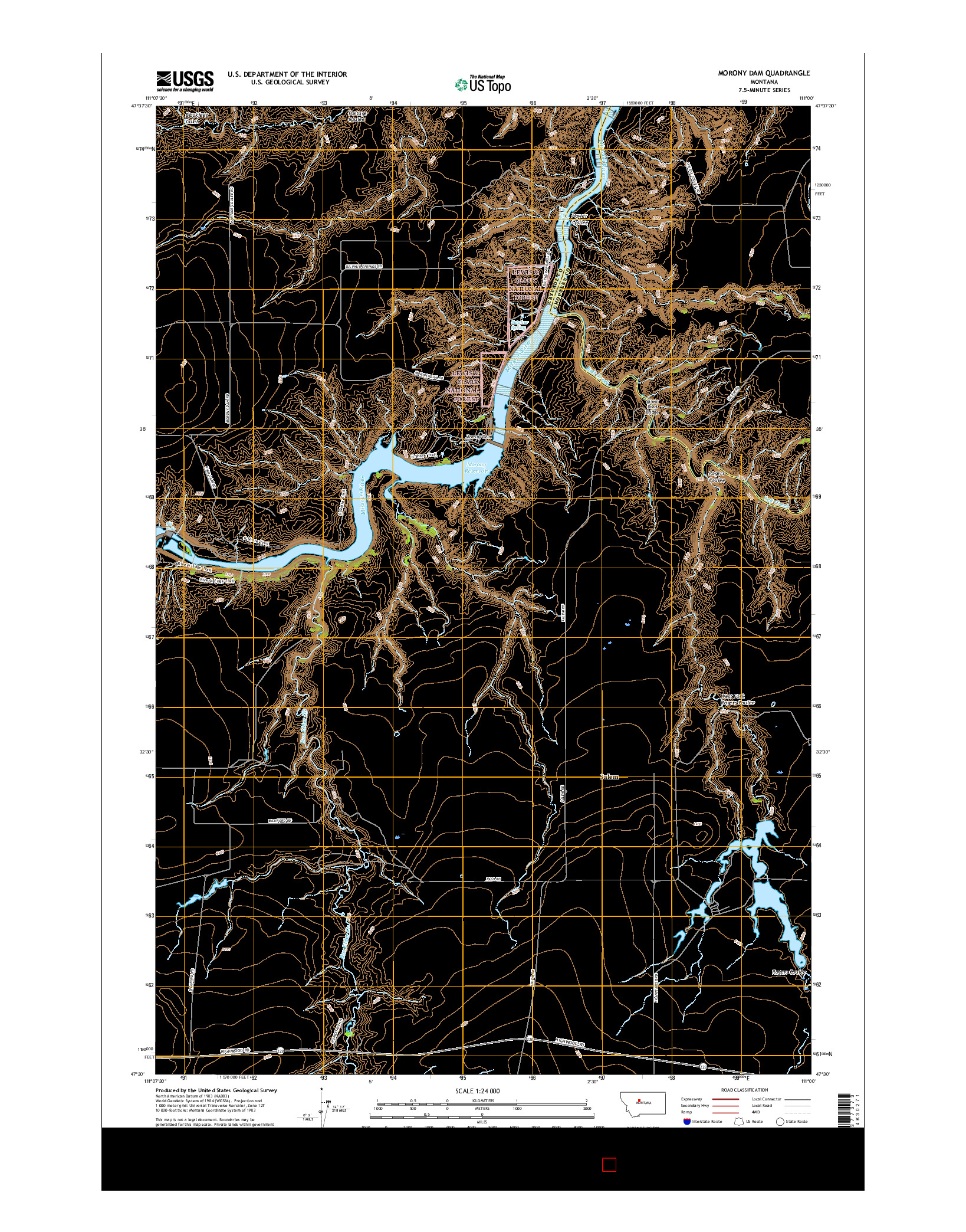 USGS US TOPO 7.5-MINUTE MAP FOR MORONY DAM, MT 2017