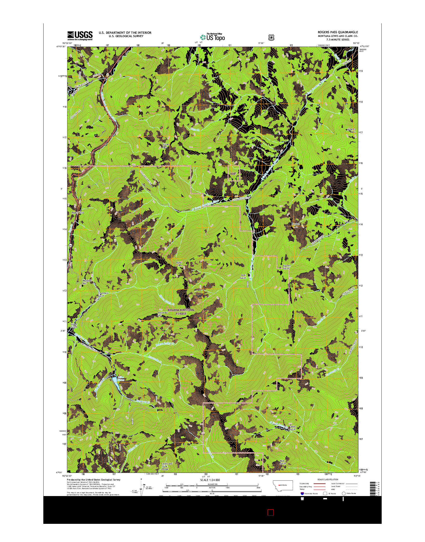 USGS US TOPO 7.5-MINUTE MAP FOR ROGERS PASS, MT 2017