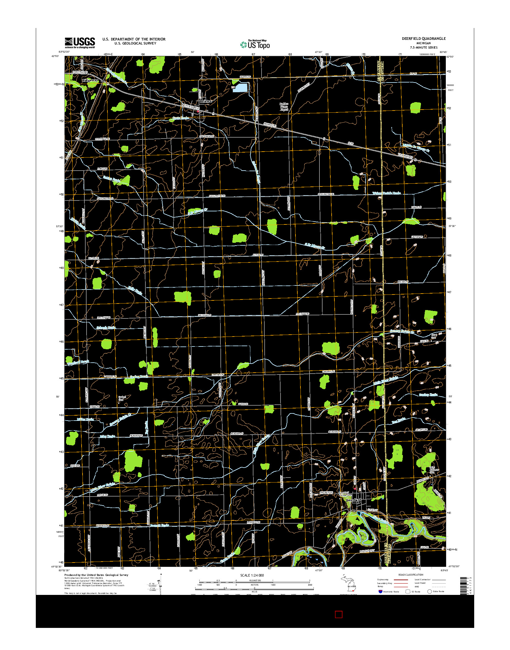 USGS US TOPO 7.5-MINUTE MAP FOR DEERFIELD, MI 2017