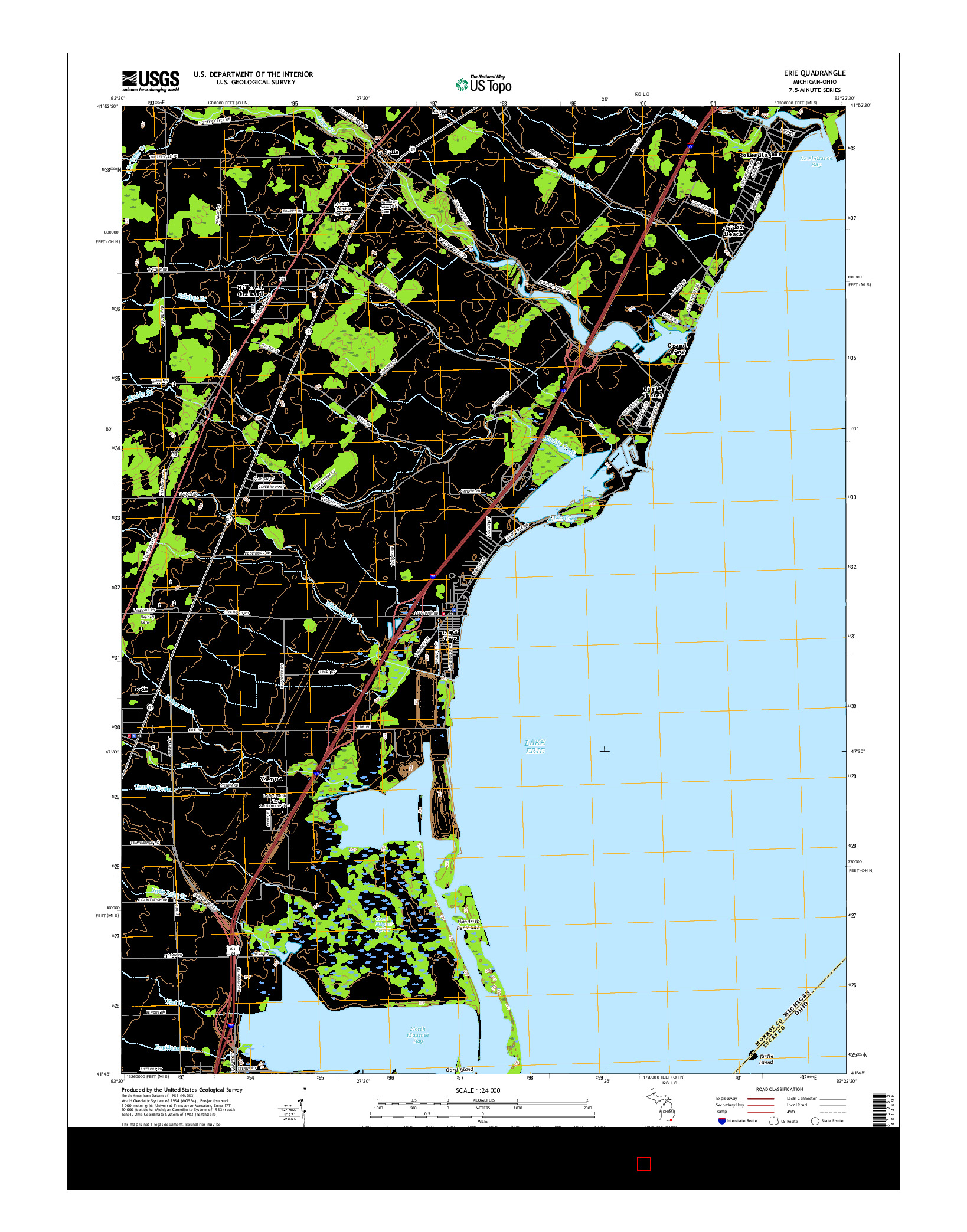 USGS US TOPO 7.5-MINUTE MAP FOR ERIE, MI-OH 2017