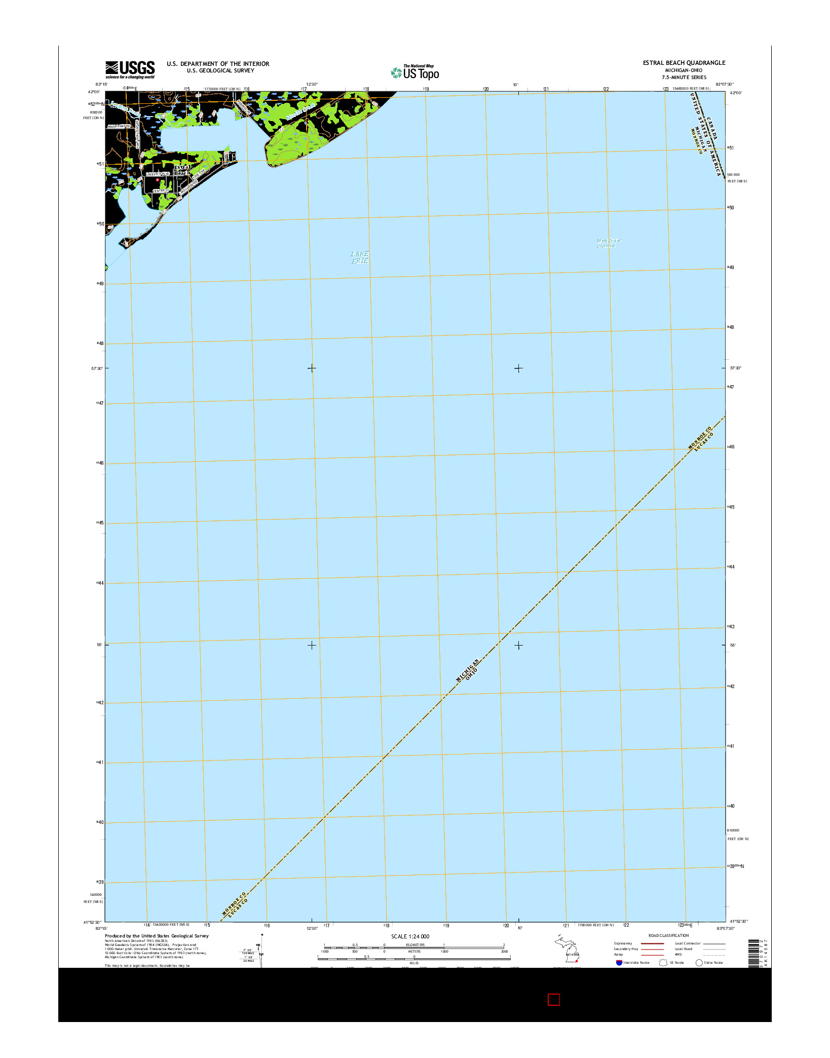 USGS US TOPO 7.5-MINUTE MAP FOR ESTRAL BEACH, MI-OH 2017