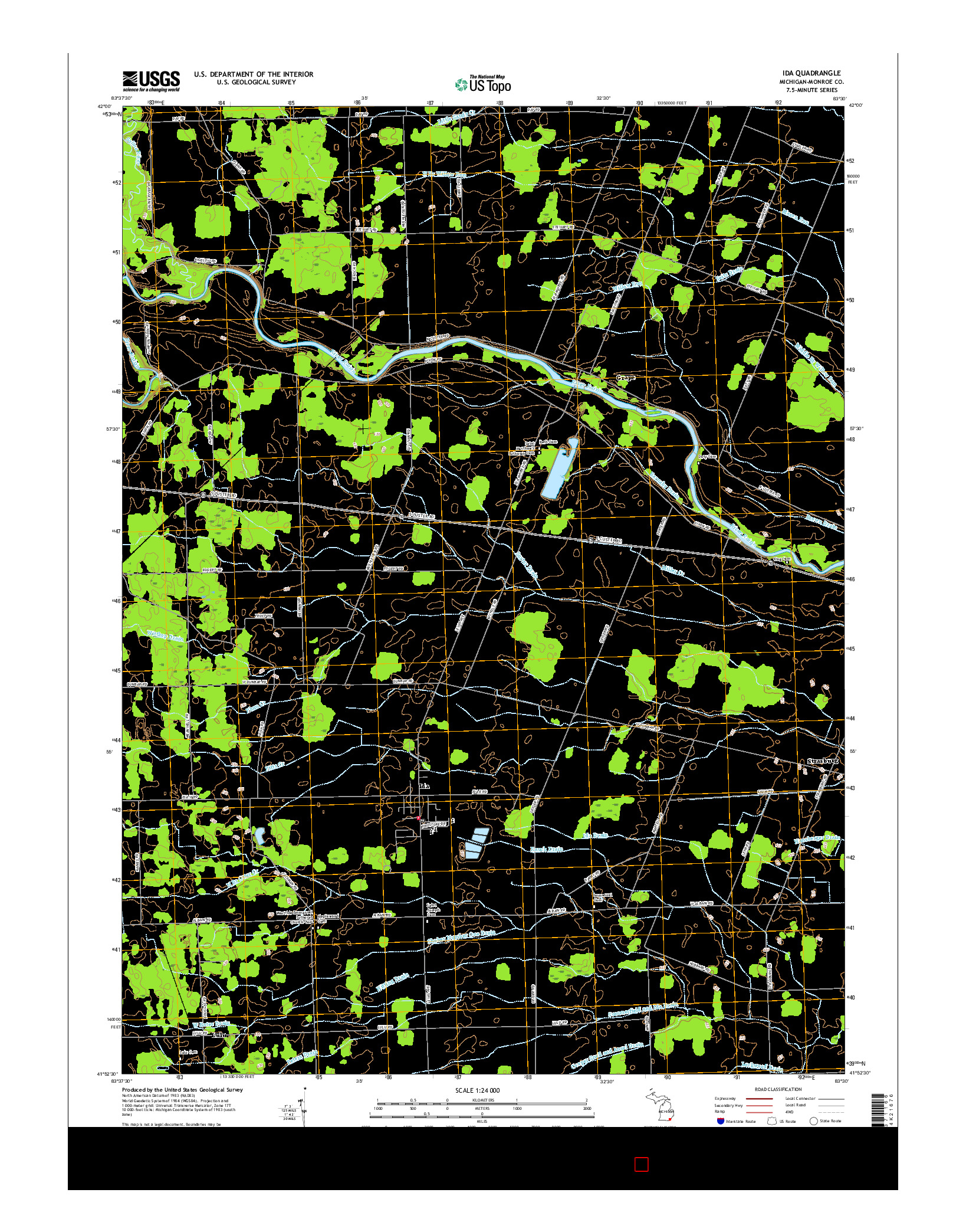 USGS US TOPO 7.5-MINUTE MAP FOR IDA, MI 2017