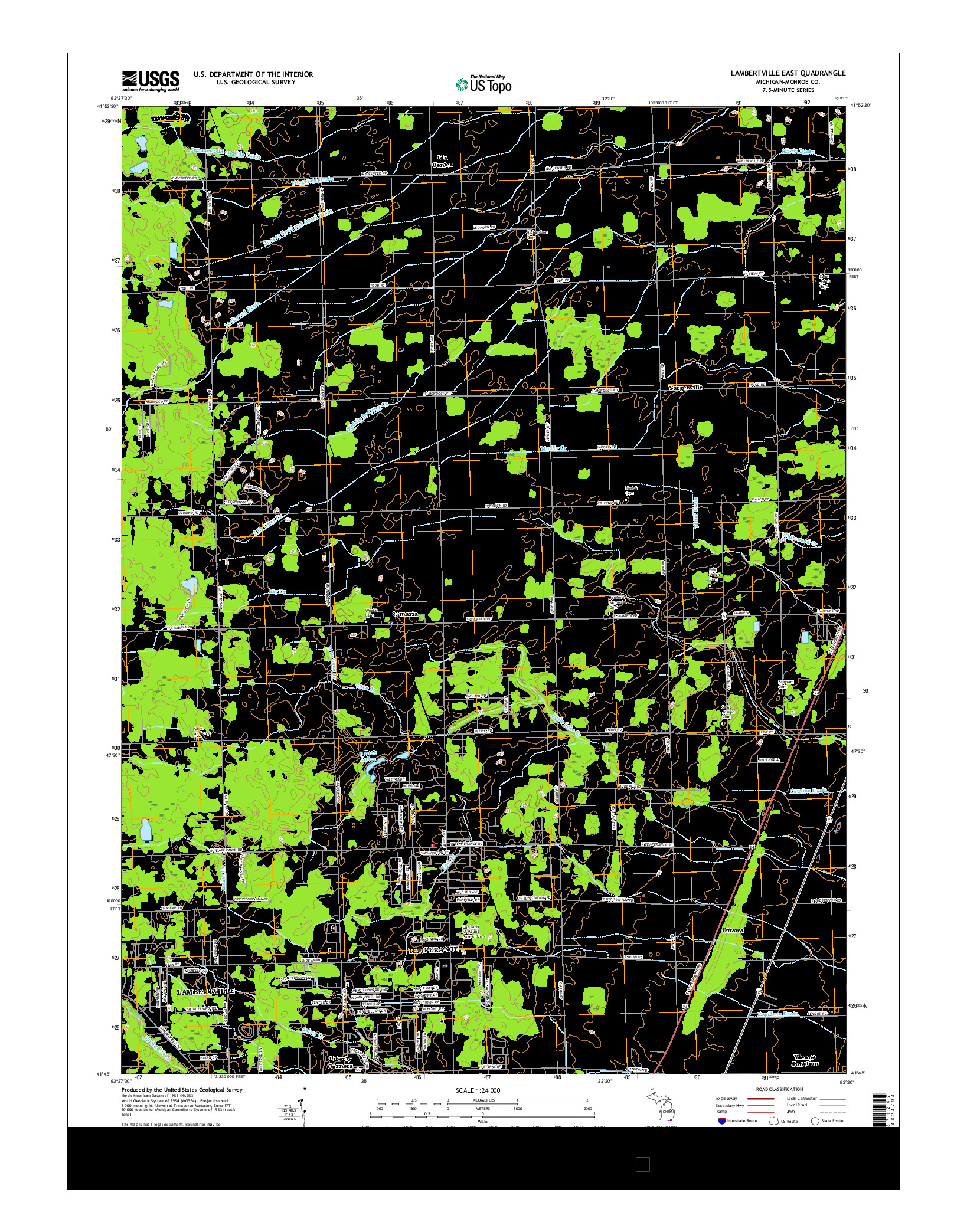 USGS US TOPO 7.5-MINUTE MAP FOR LAMBERTVILLE EAST, MI 2017