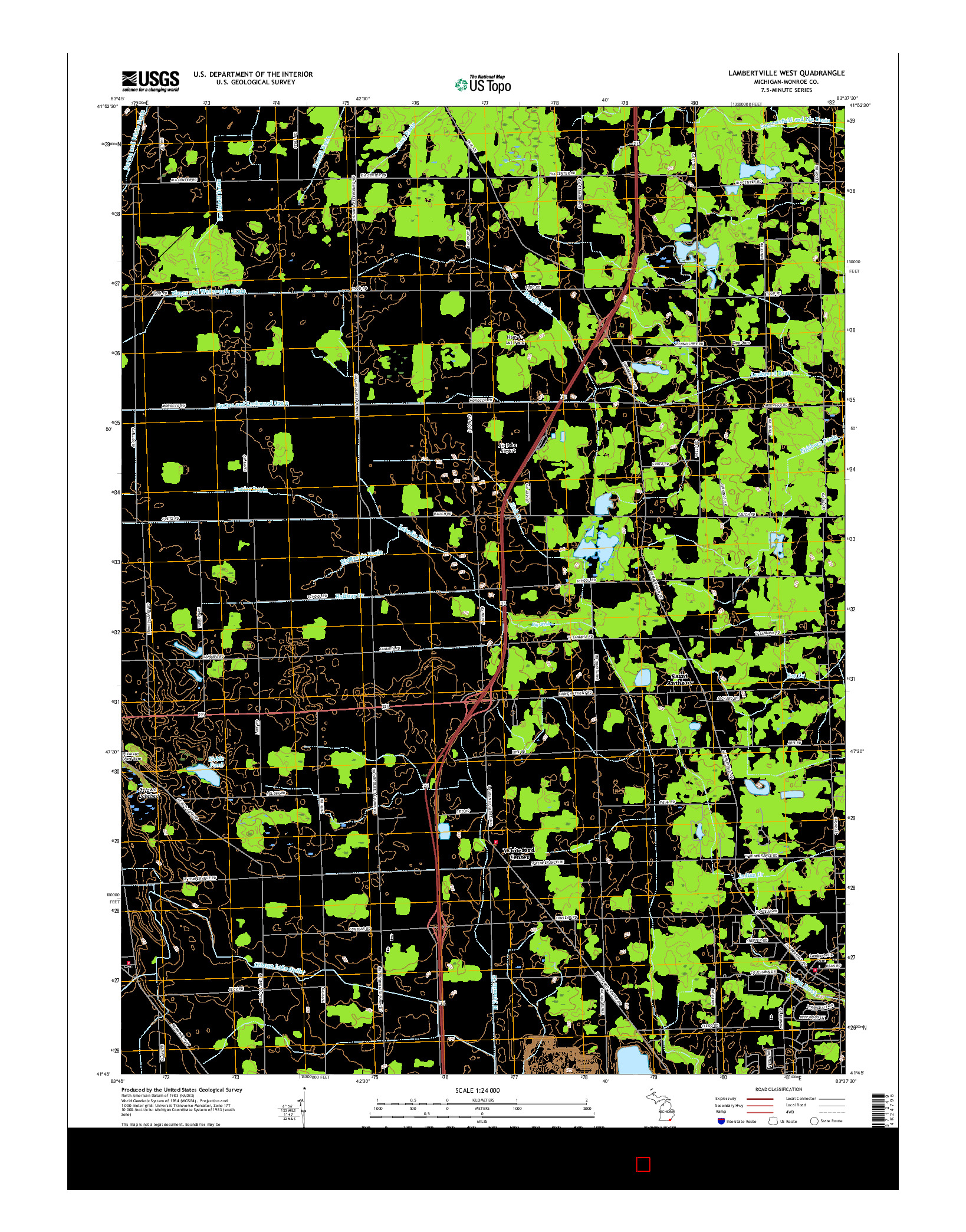 USGS US TOPO 7.5-MINUTE MAP FOR LAMBERTVILLE WEST, MI 2017