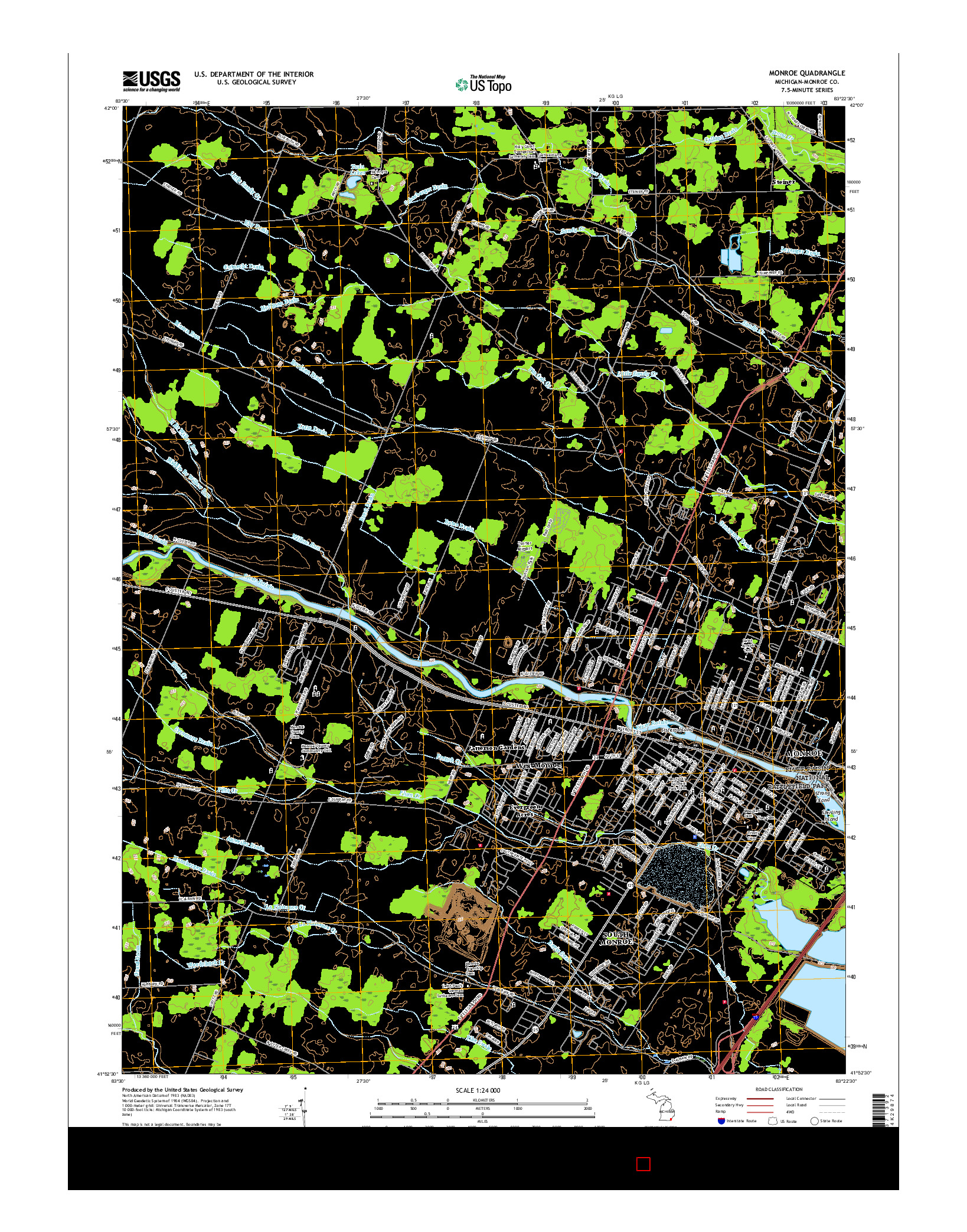 USGS US TOPO 7.5-MINUTE MAP FOR MONROE, MI 2017