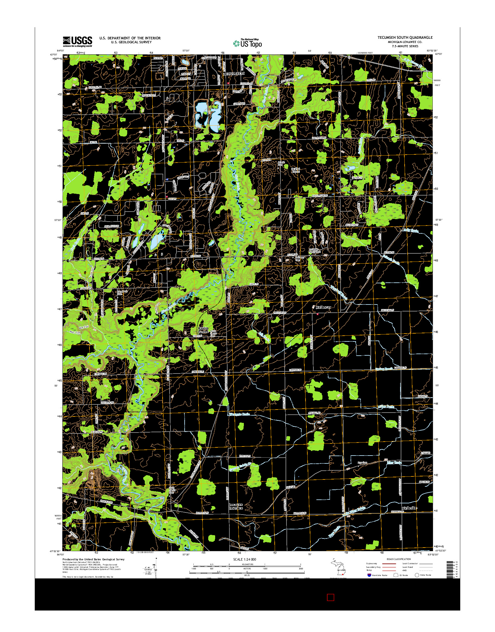 USGS US TOPO 7.5-MINUTE MAP FOR TECUMSEH SOUTH, MI 2017