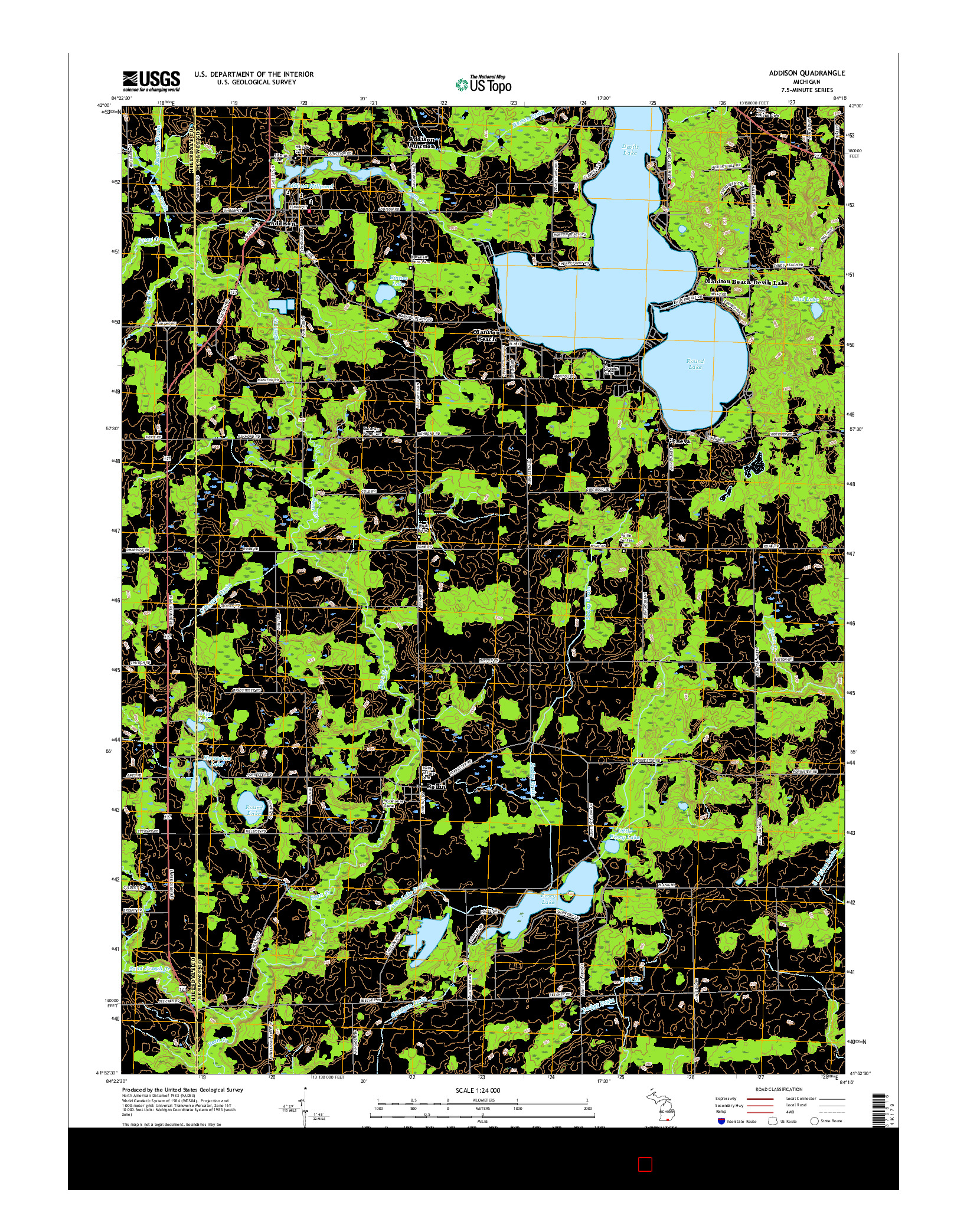 USGS US TOPO 7.5-MINUTE MAP FOR ADDISON, MI 2017