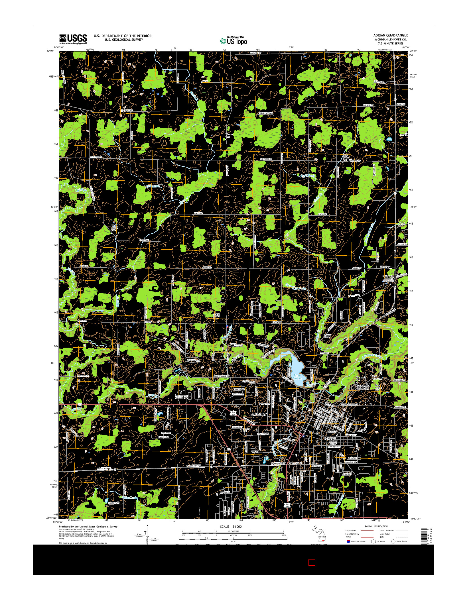 USGS US TOPO 7.5-MINUTE MAP FOR ADRIAN, MI 2017