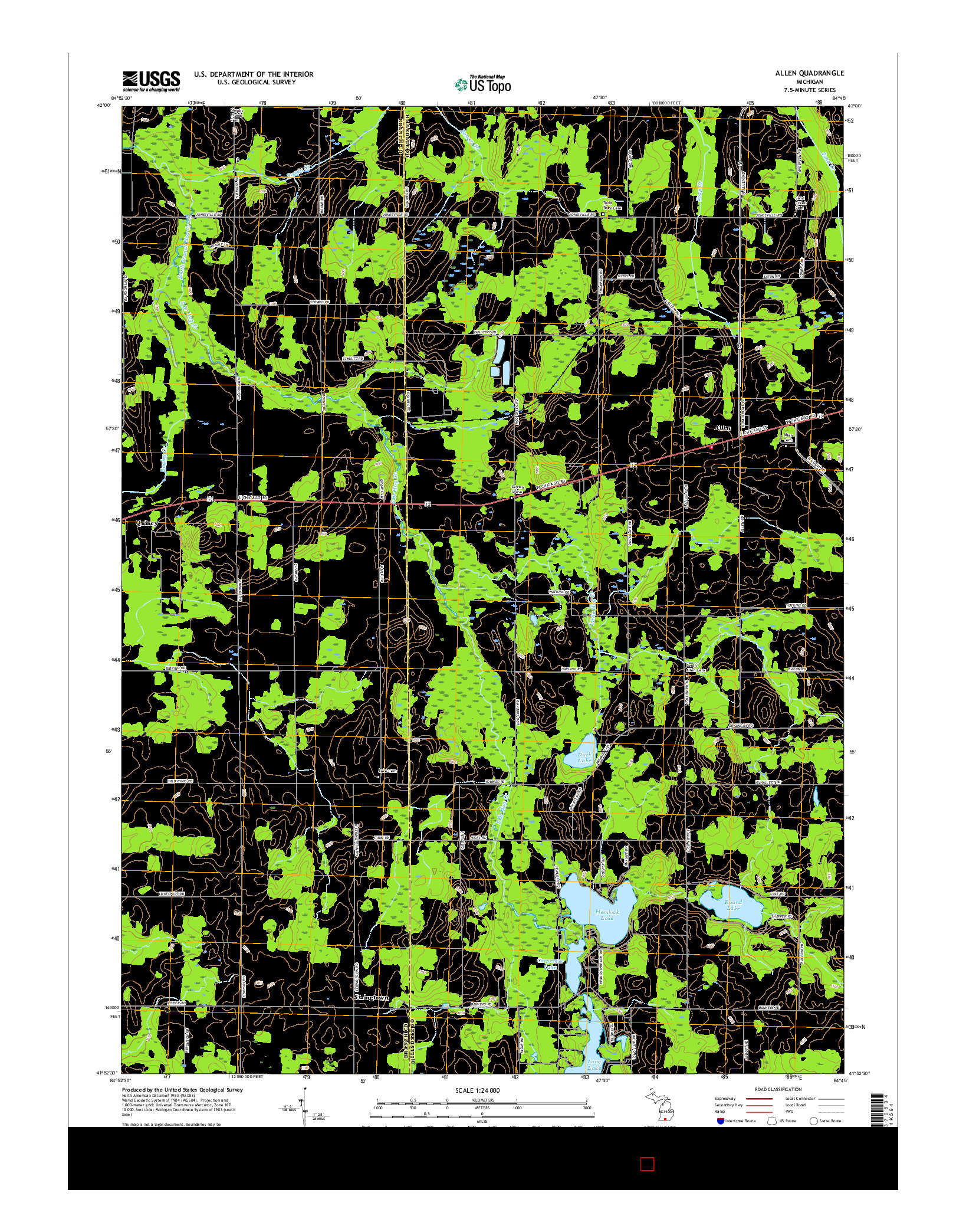 USGS US TOPO 7.5-MINUTE MAP FOR ALLEN, MI 2017