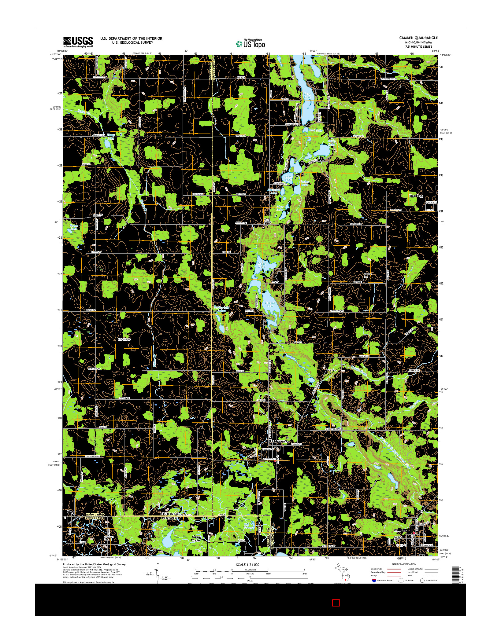 USGS US TOPO 7.5-MINUTE MAP FOR CAMDEN, MI-IN 2017