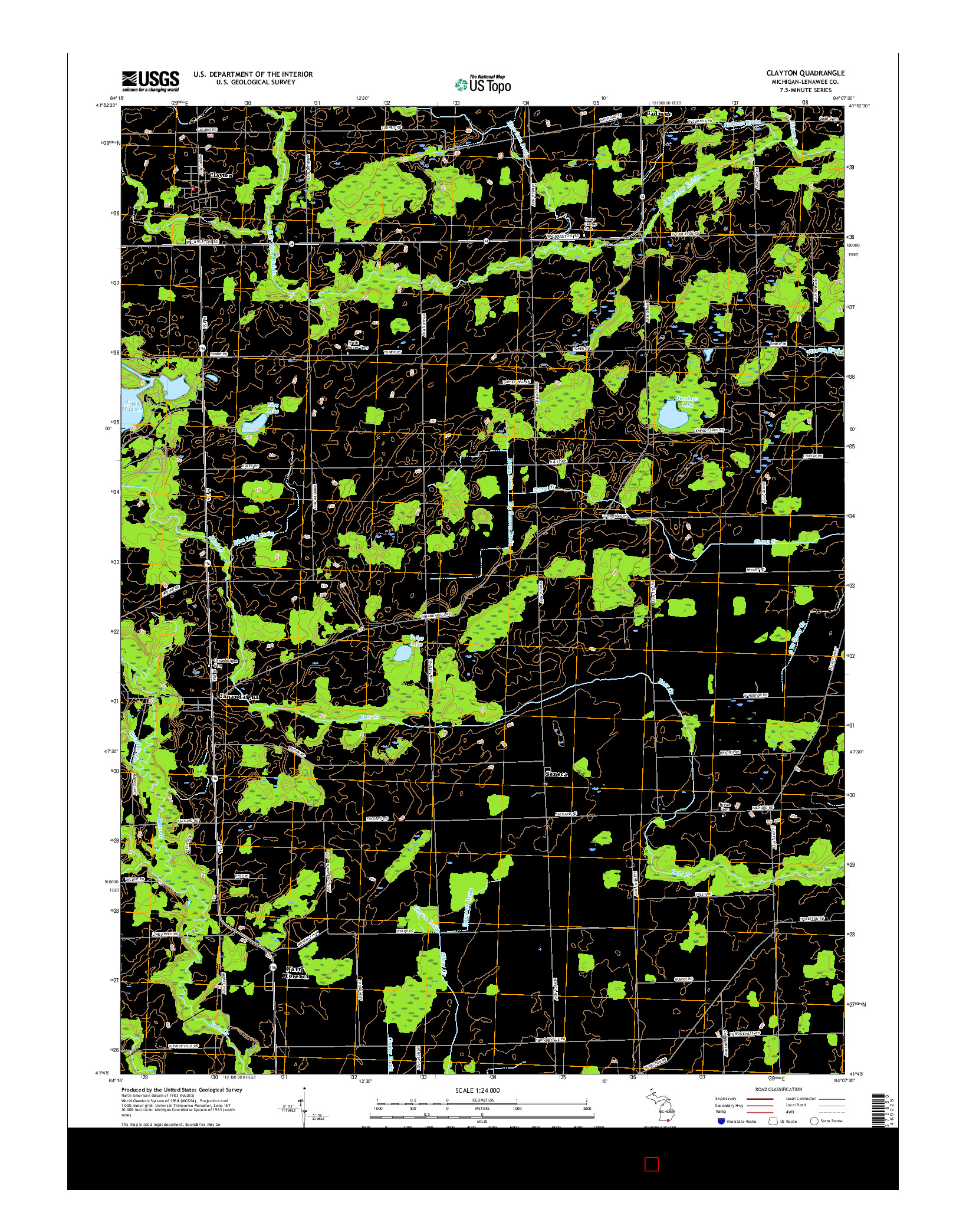 USGS US TOPO 7.5-MINUTE MAP FOR CLAYTON, MI 2017