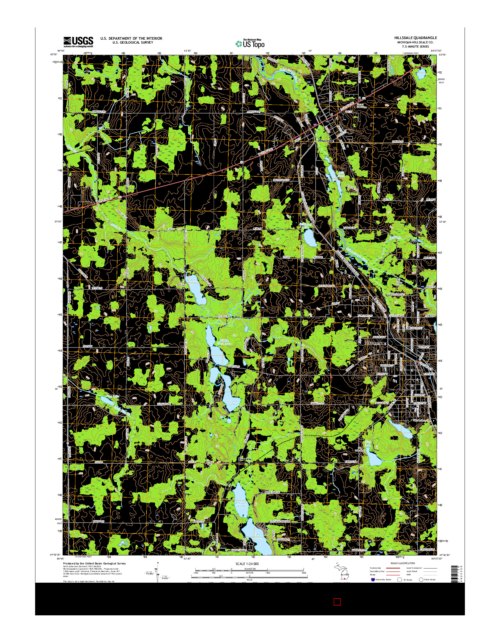 USGS US TOPO 7.5-MINUTE MAP FOR HILLSDALE, MI 2017