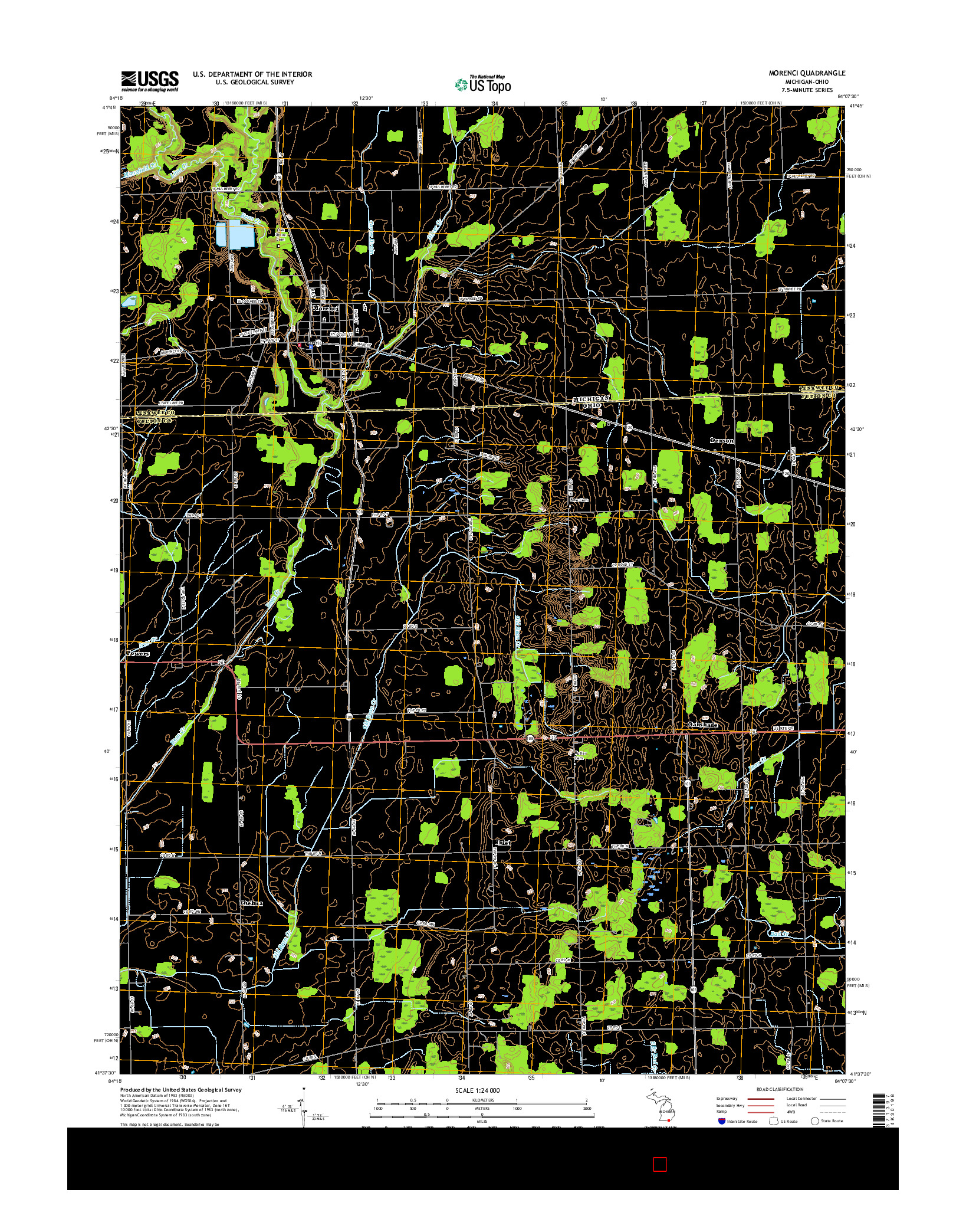 USGS US TOPO 7.5-MINUTE MAP FOR MORENCI, MI-OH 2017