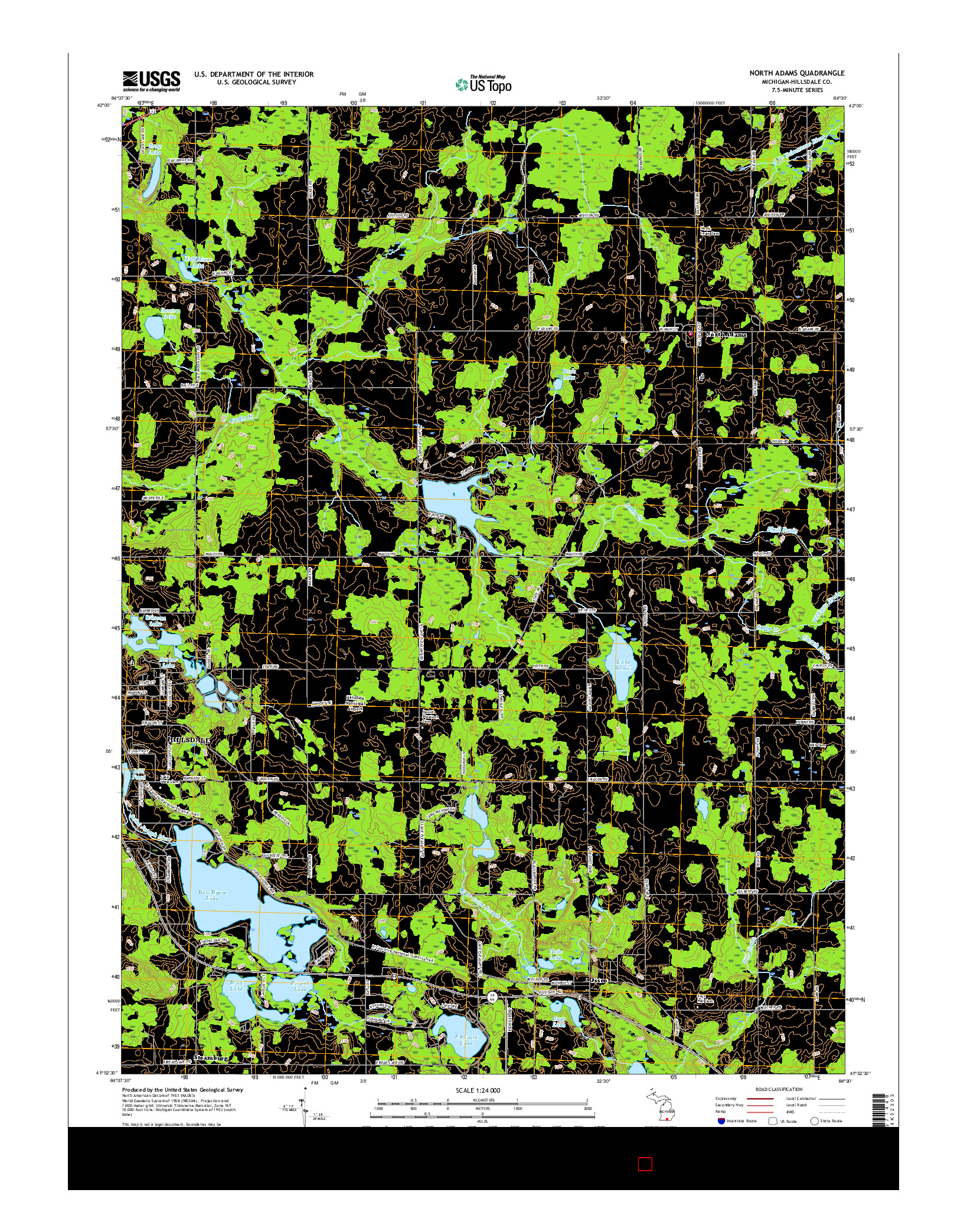 USGS US TOPO 7.5-MINUTE MAP FOR NORTH ADAMS, MI 2017