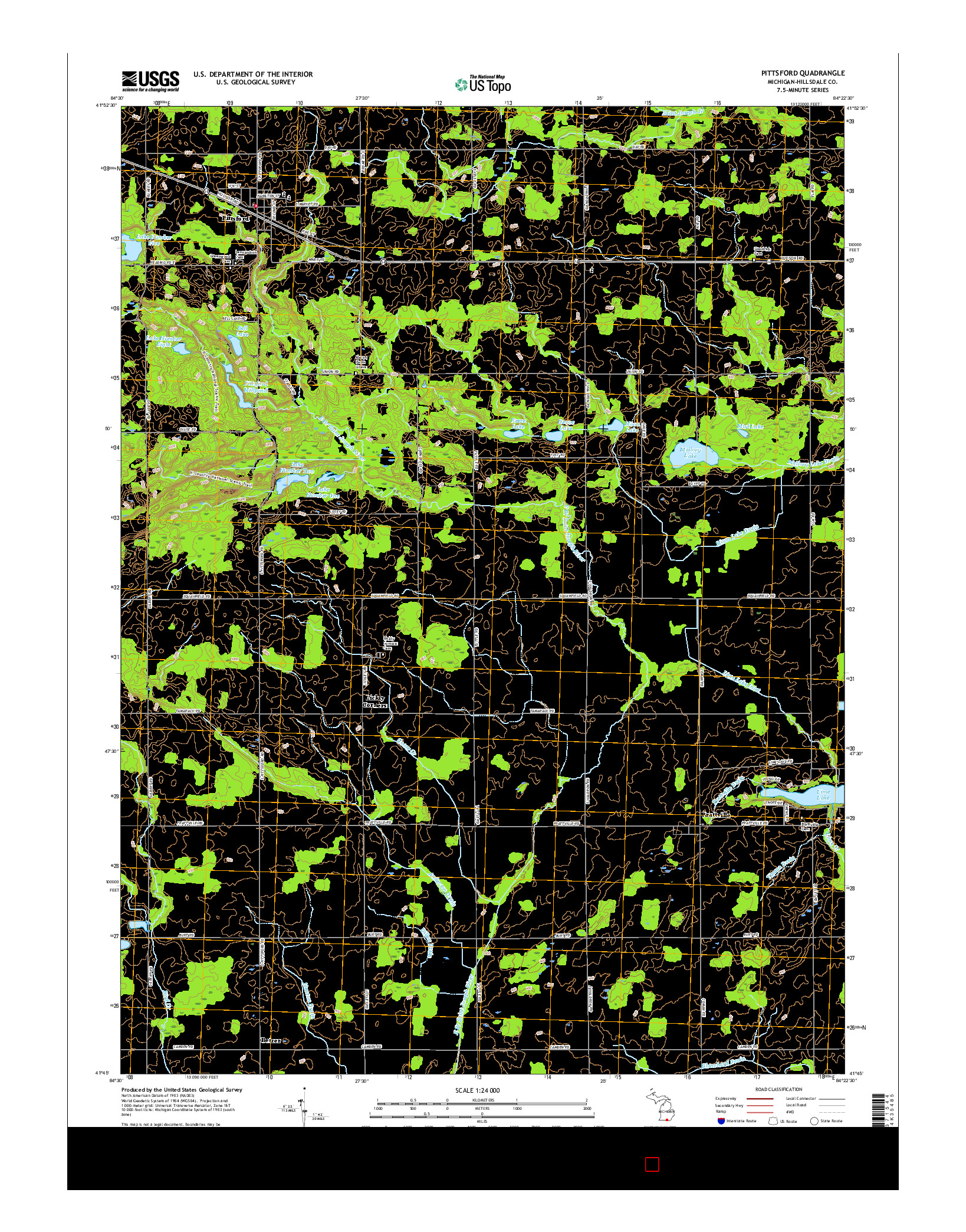 USGS US TOPO 7.5-MINUTE MAP FOR PITTSFORD, MI 2017