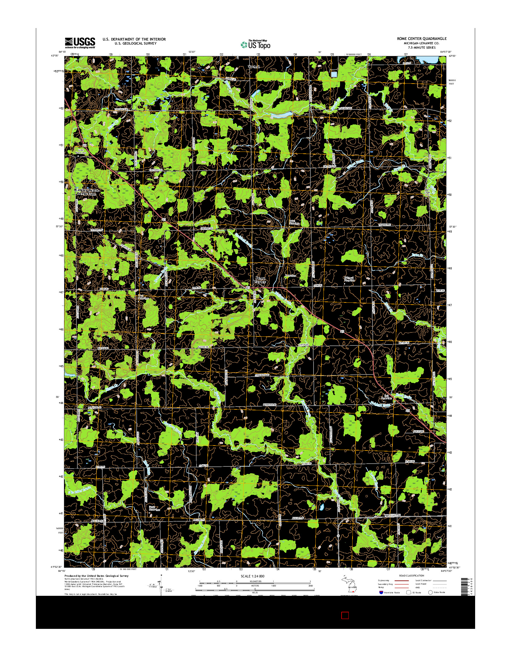 USGS US TOPO 7.5-MINUTE MAP FOR ROME CENTER, MI 2017