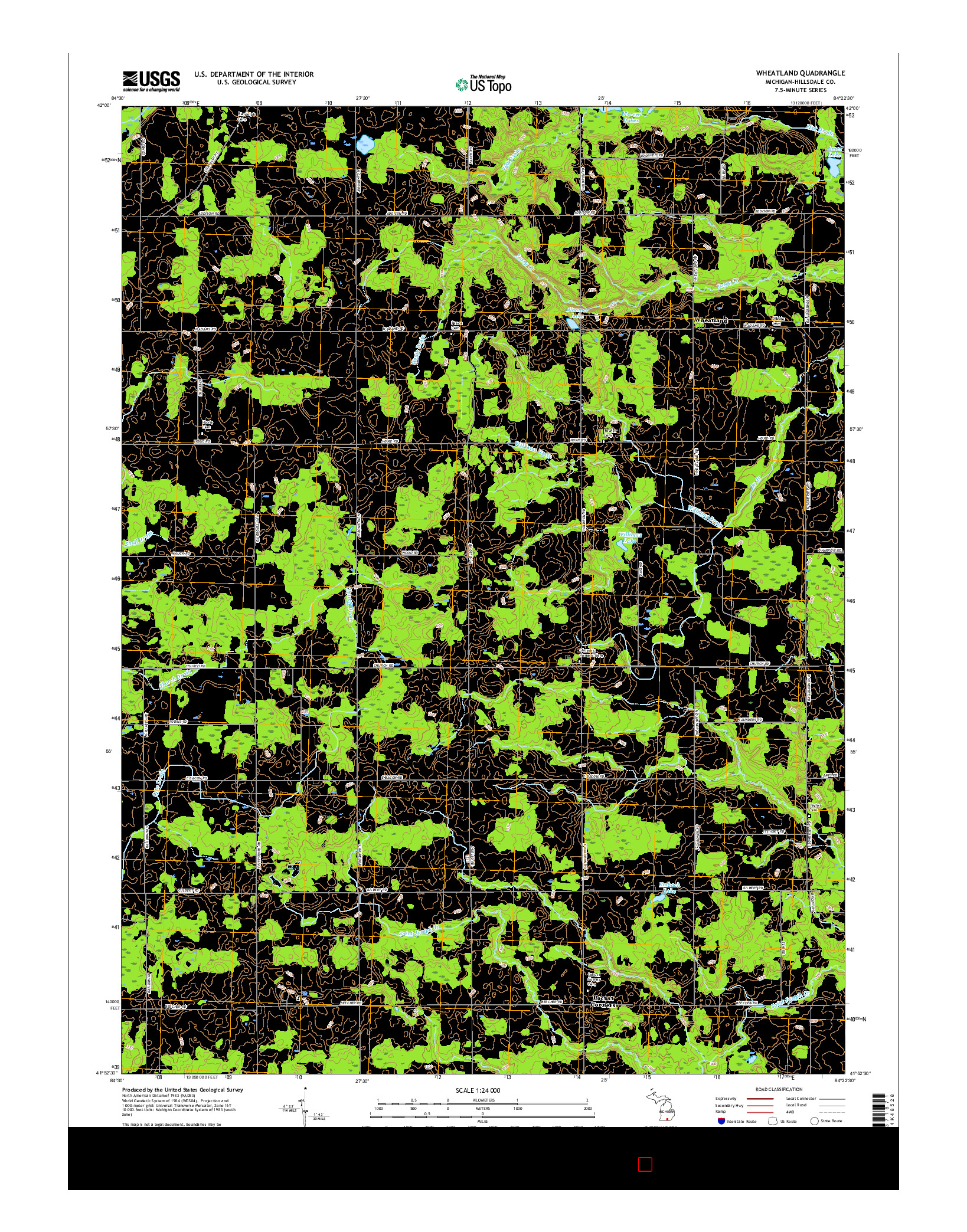 USGS US TOPO 7.5-MINUTE MAP FOR WHEATLAND, MI 2017