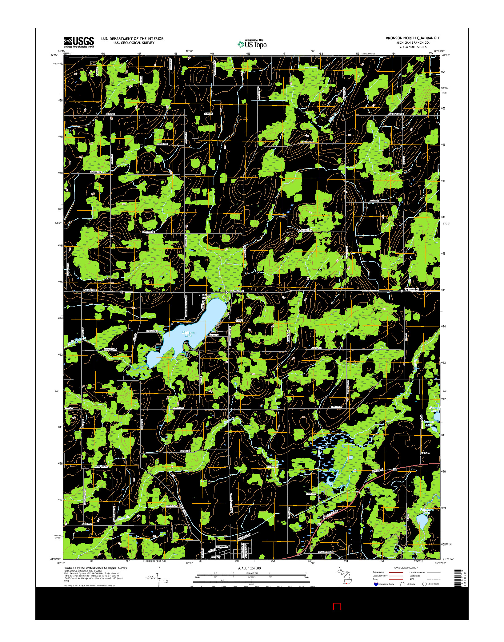 USGS US TOPO 7.5-MINUTE MAP FOR BRONSON NORTH, MI 2017