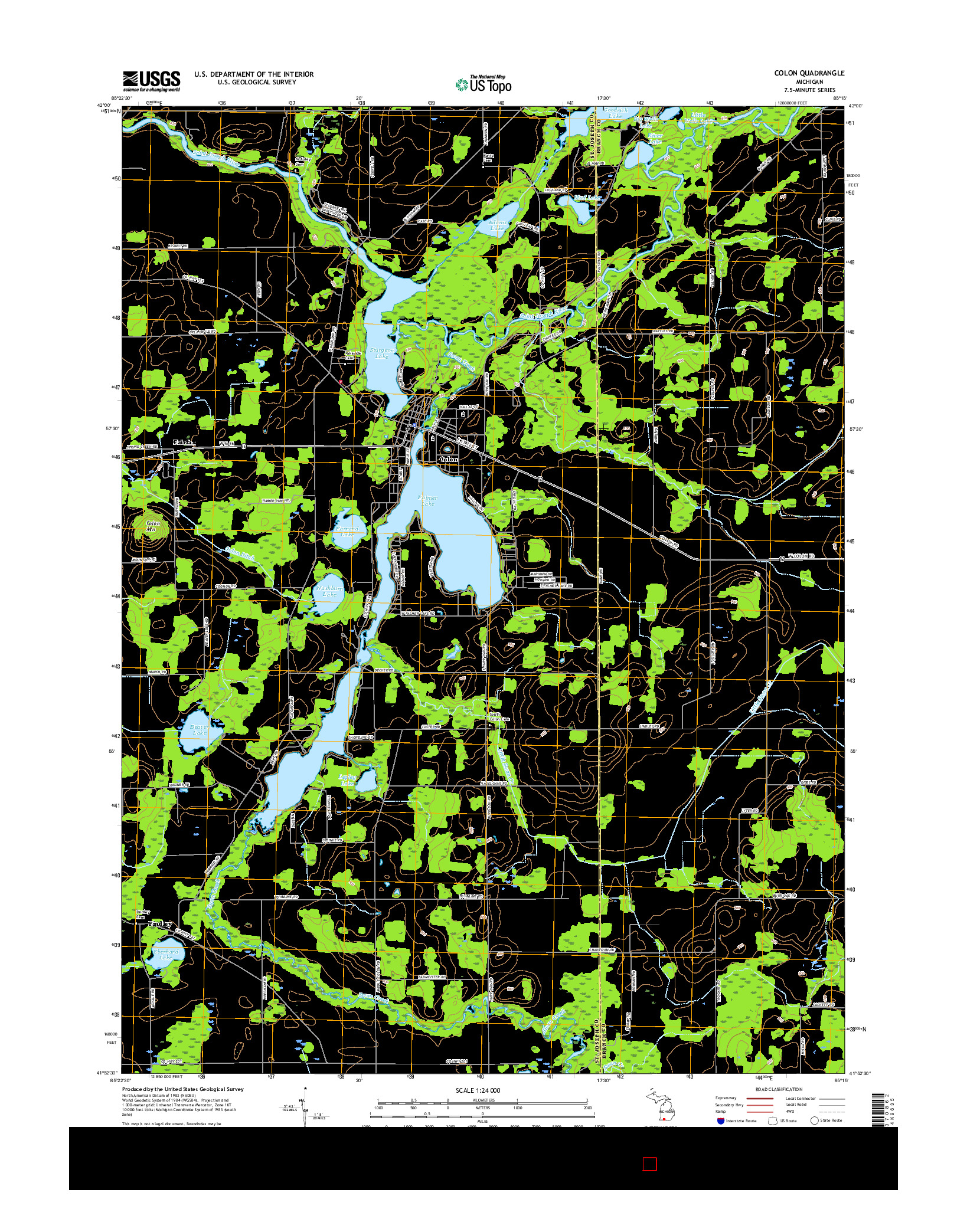 USGS US TOPO 7.5-MINUTE MAP FOR COLON, MI 2017