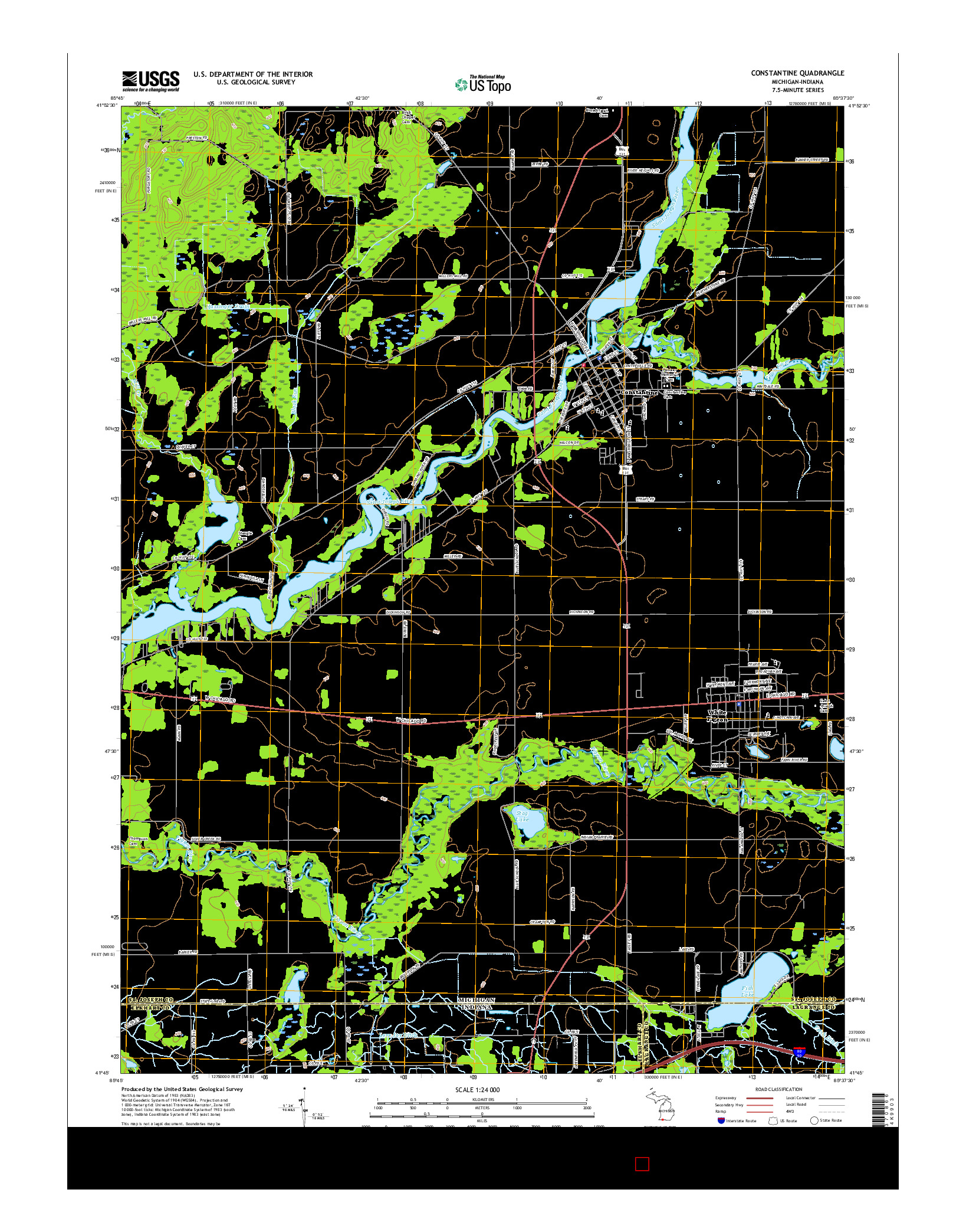 USGS US TOPO 7.5-MINUTE MAP FOR CONSTANTINE, MI-IN 2017