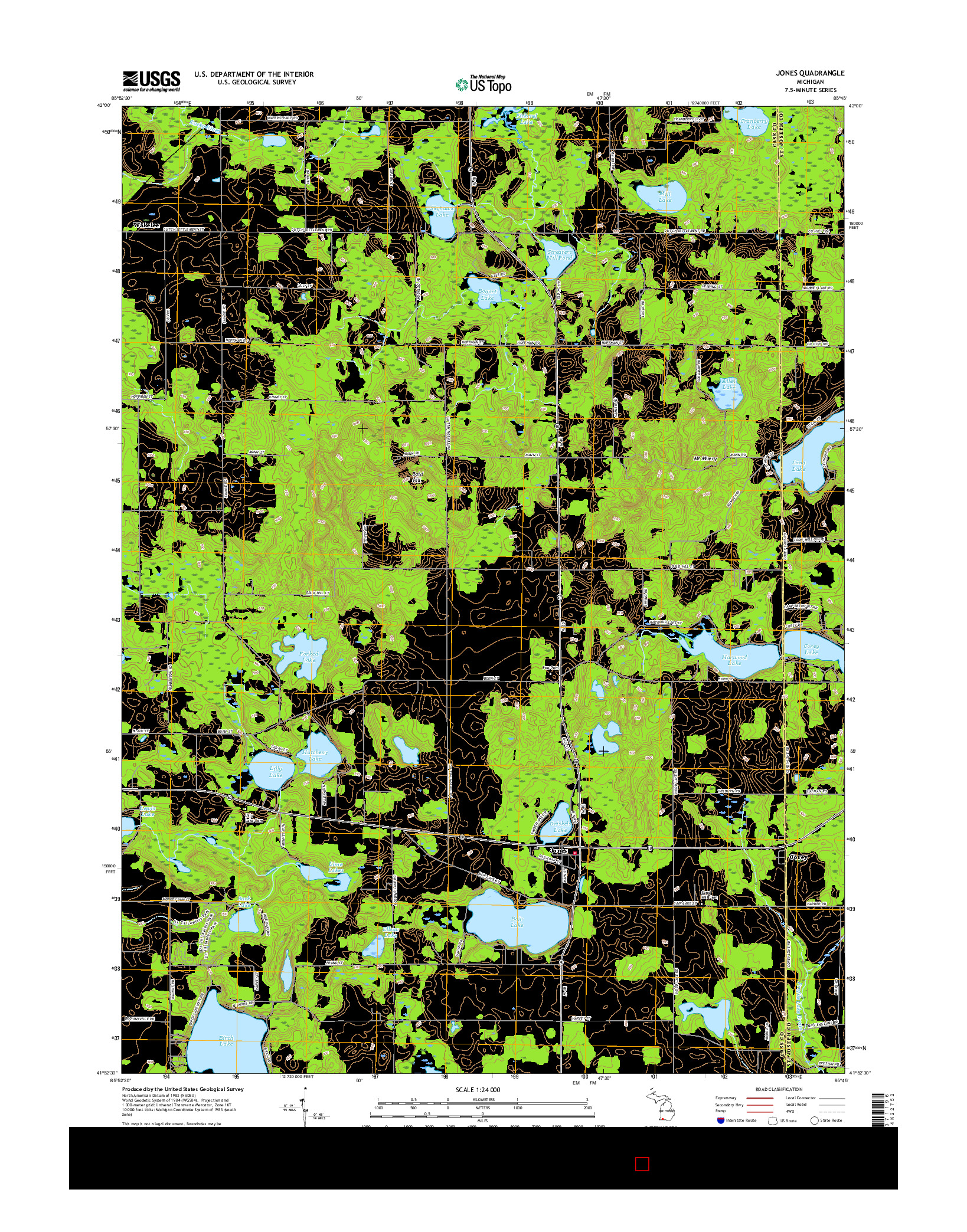 USGS US TOPO 7.5-MINUTE MAP FOR JONES, MI 2017