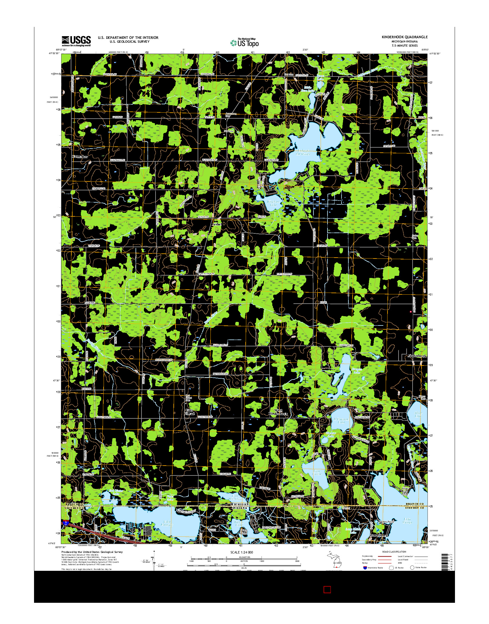 USGS US TOPO 7.5-MINUTE MAP FOR KINDERHOOK, MI-IN 2017