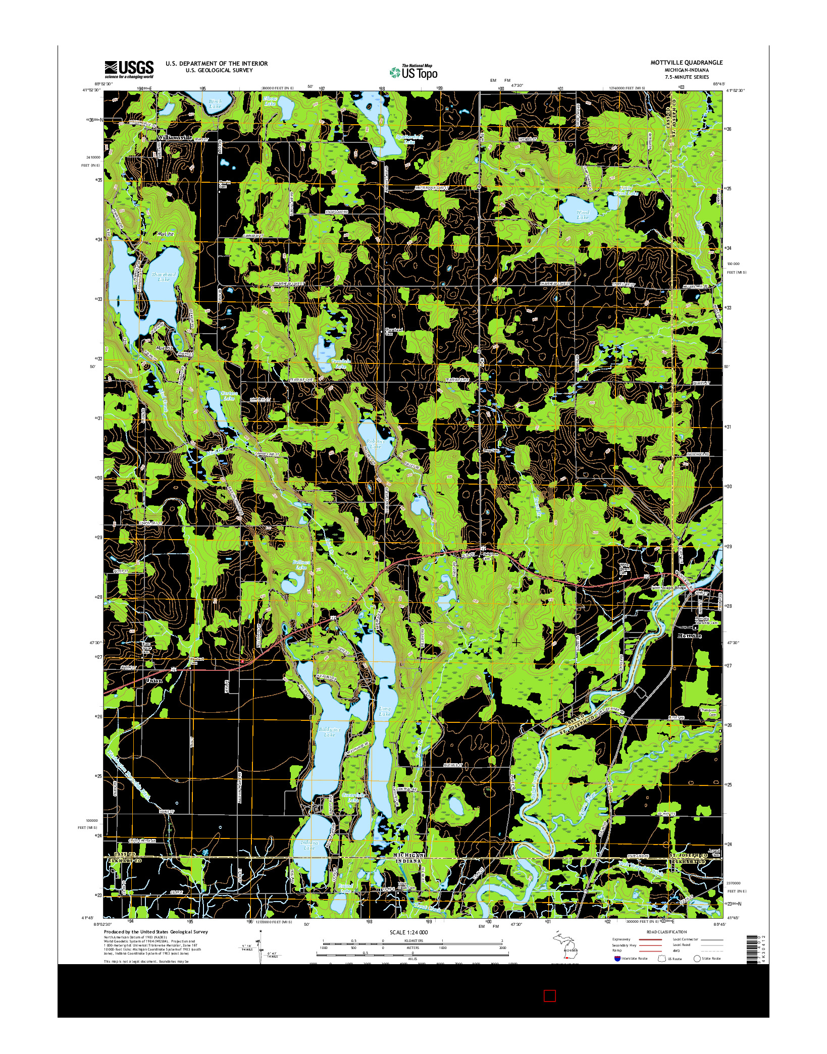 USGS US TOPO 7.5-MINUTE MAP FOR MOTTVILLE, MI-IN 2017