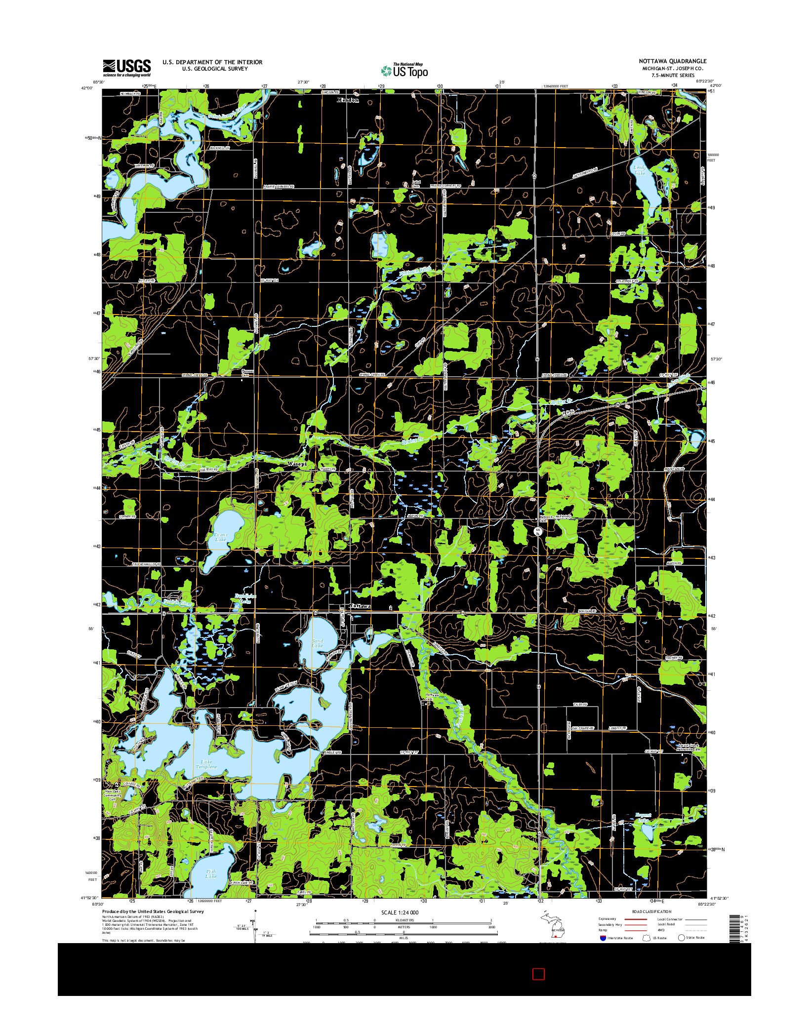 USGS US TOPO 7.5-MINUTE MAP FOR NOTTAWA, MI 2017