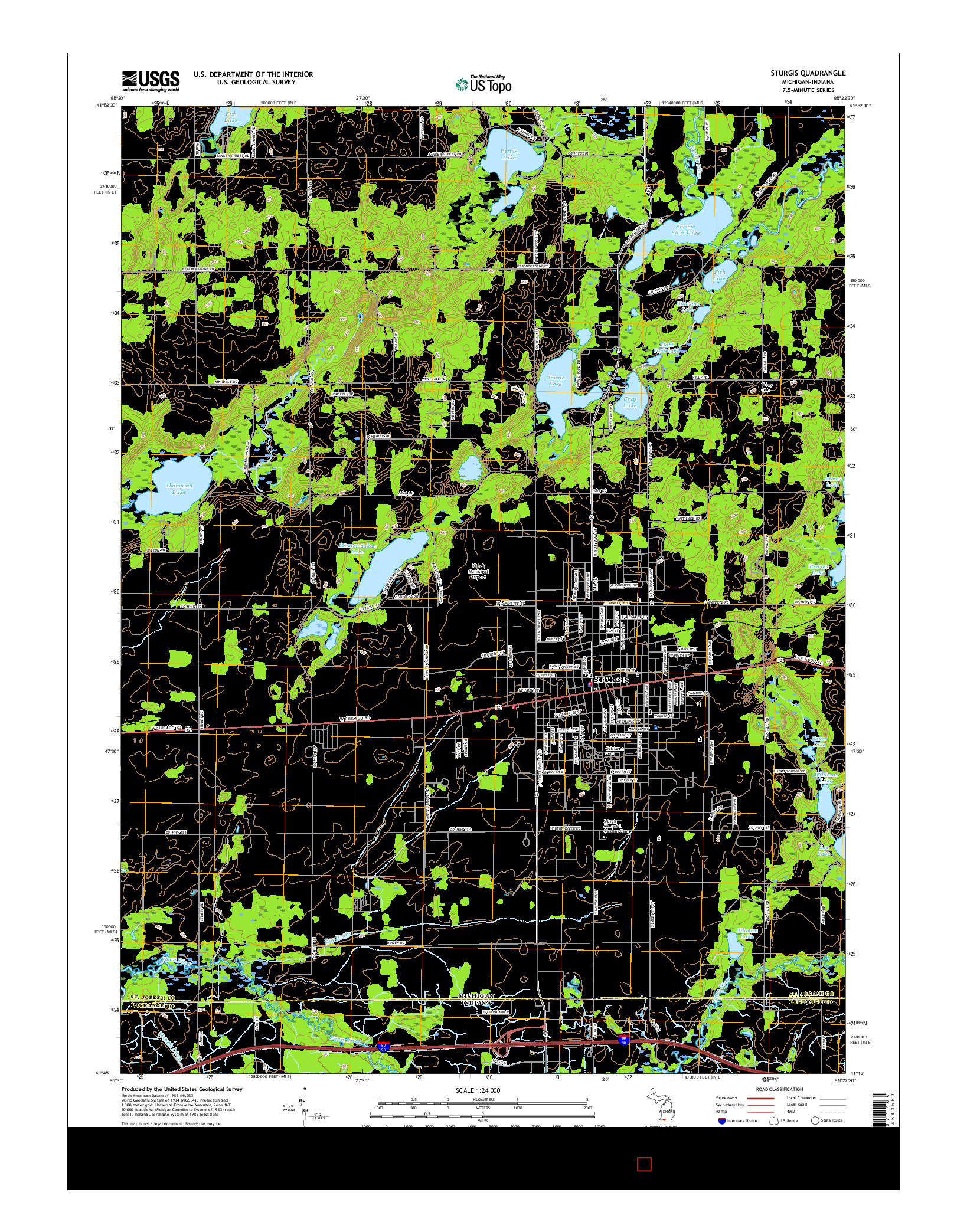 USGS US TOPO 7.5-MINUTE MAP FOR STURGIS, MI-IN 2017