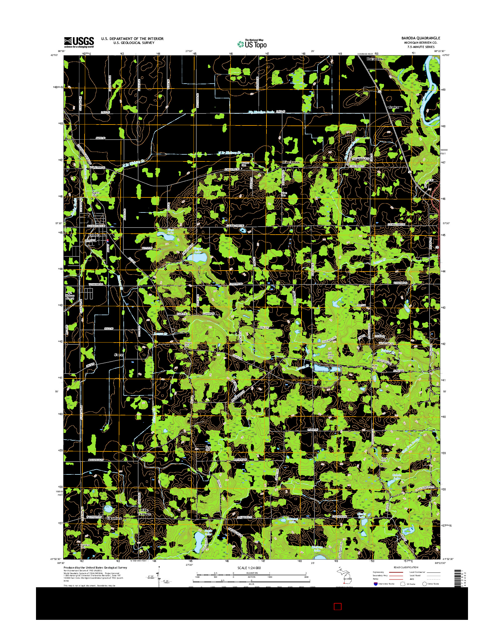 USGS US TOPO 7.5-MINUTE MAP FOR BARODA, MI 2017