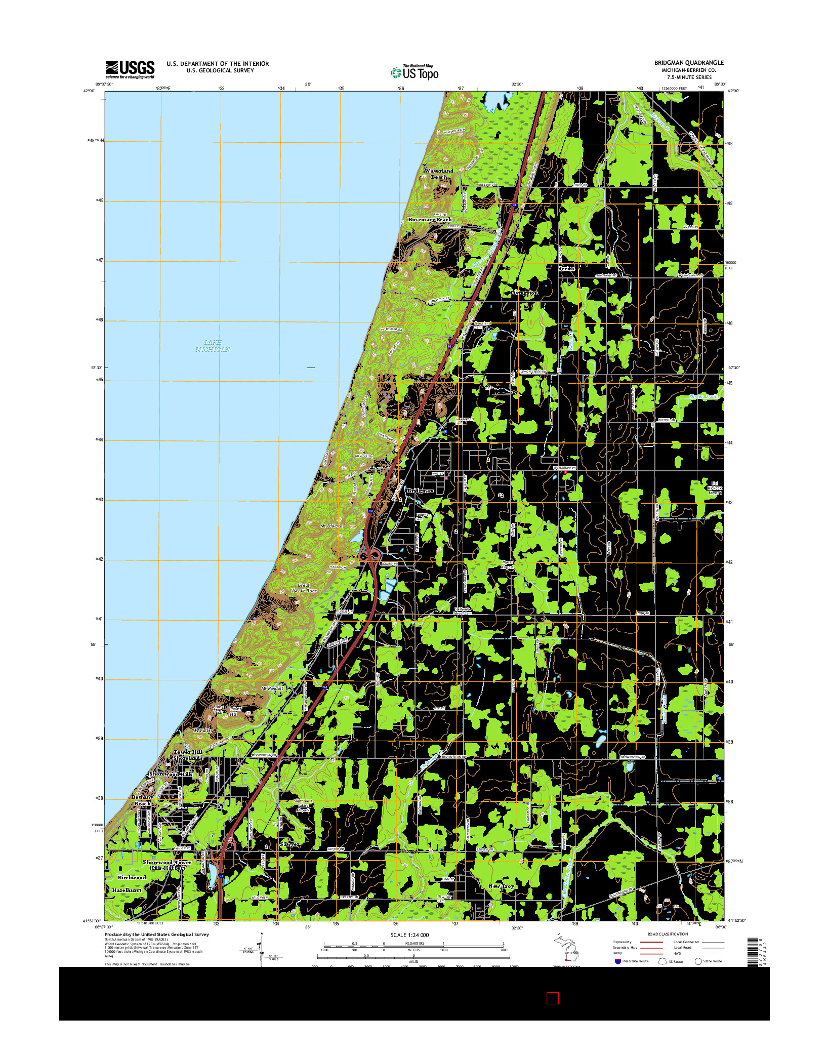 USGS US TOPO 7.5-MINUTE MAP FOR BRIDGMAN, MI 2017