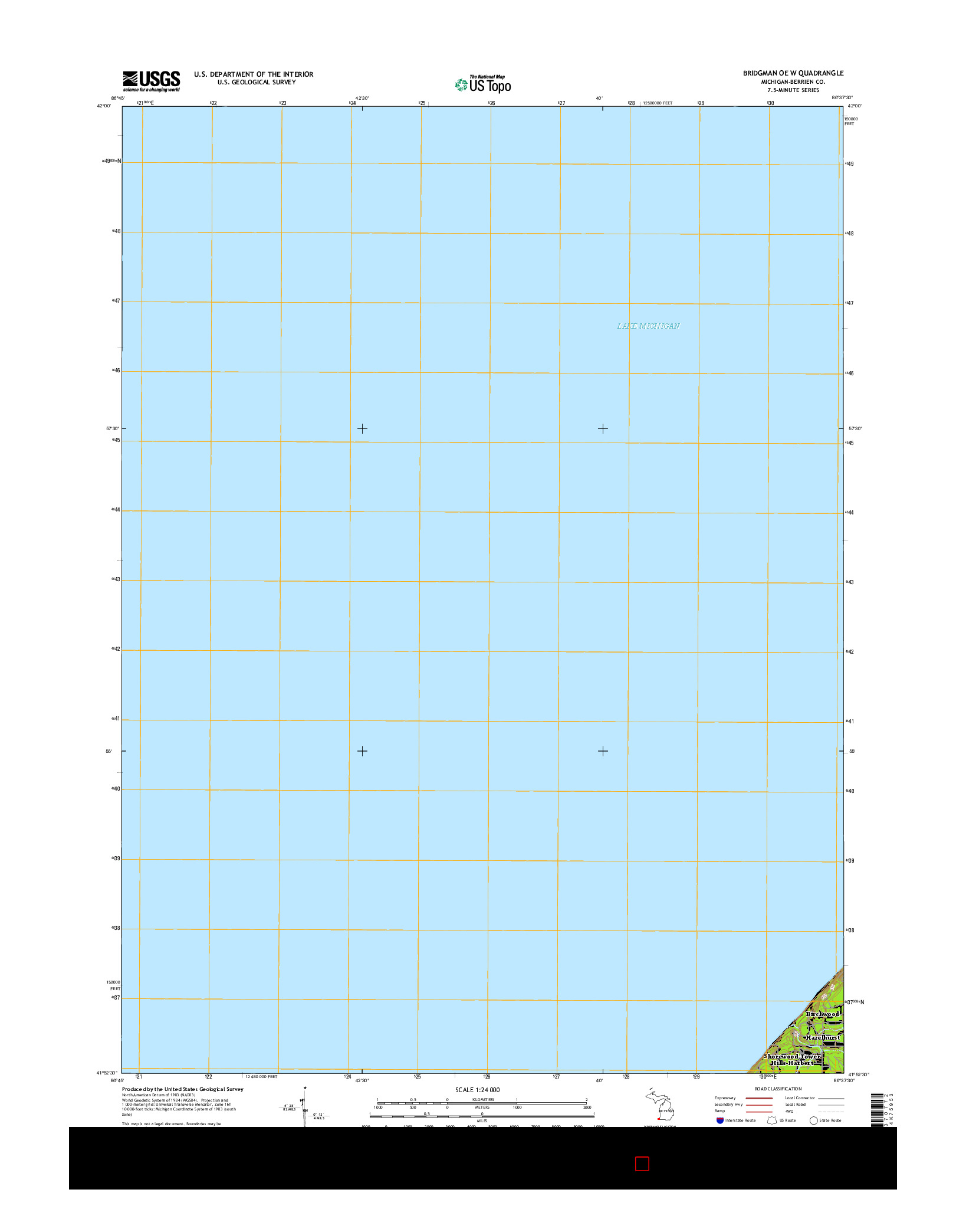 USGS US TOPO 7.5-MINUTE MAP FOR BRIDGMAN OE W, MI 2017