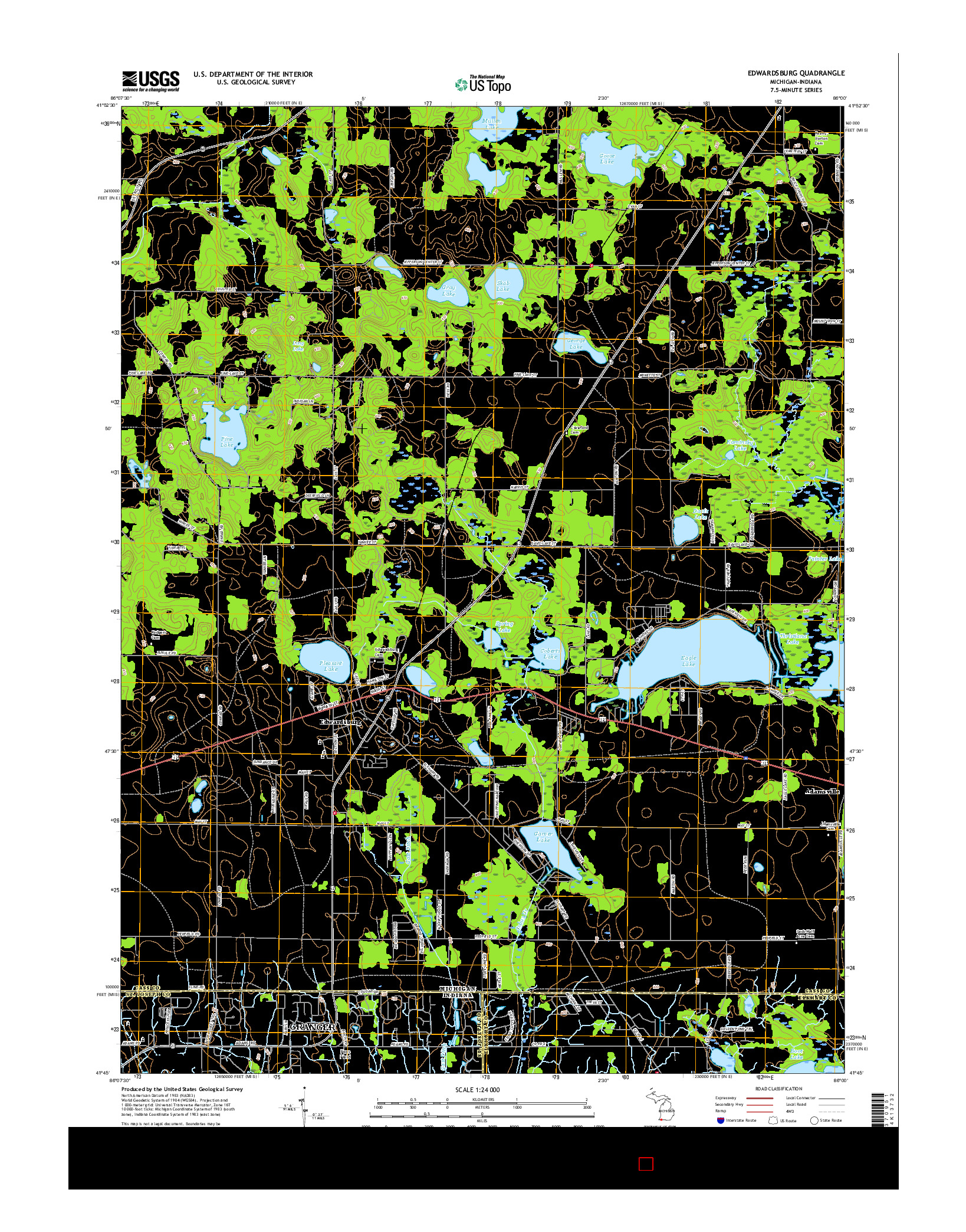 USGS US TOPO 7.5-MINUTE MAP FOR EDWARDSBURG, MI-IN 2017