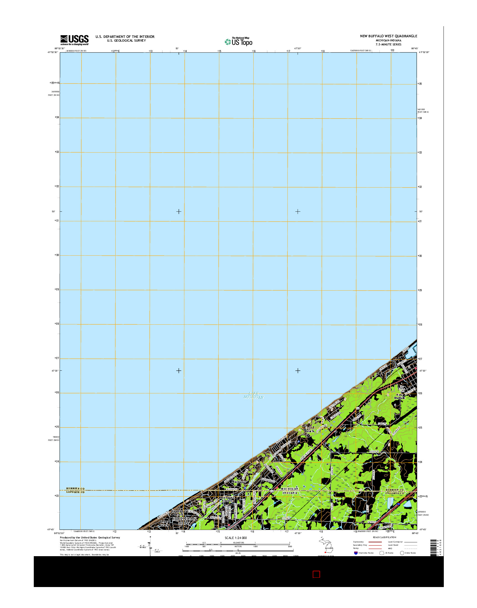 USGS US TOPO 7.5-MINUTE MAP FOR NEW BUFFALO WEST, MI-IN 2017