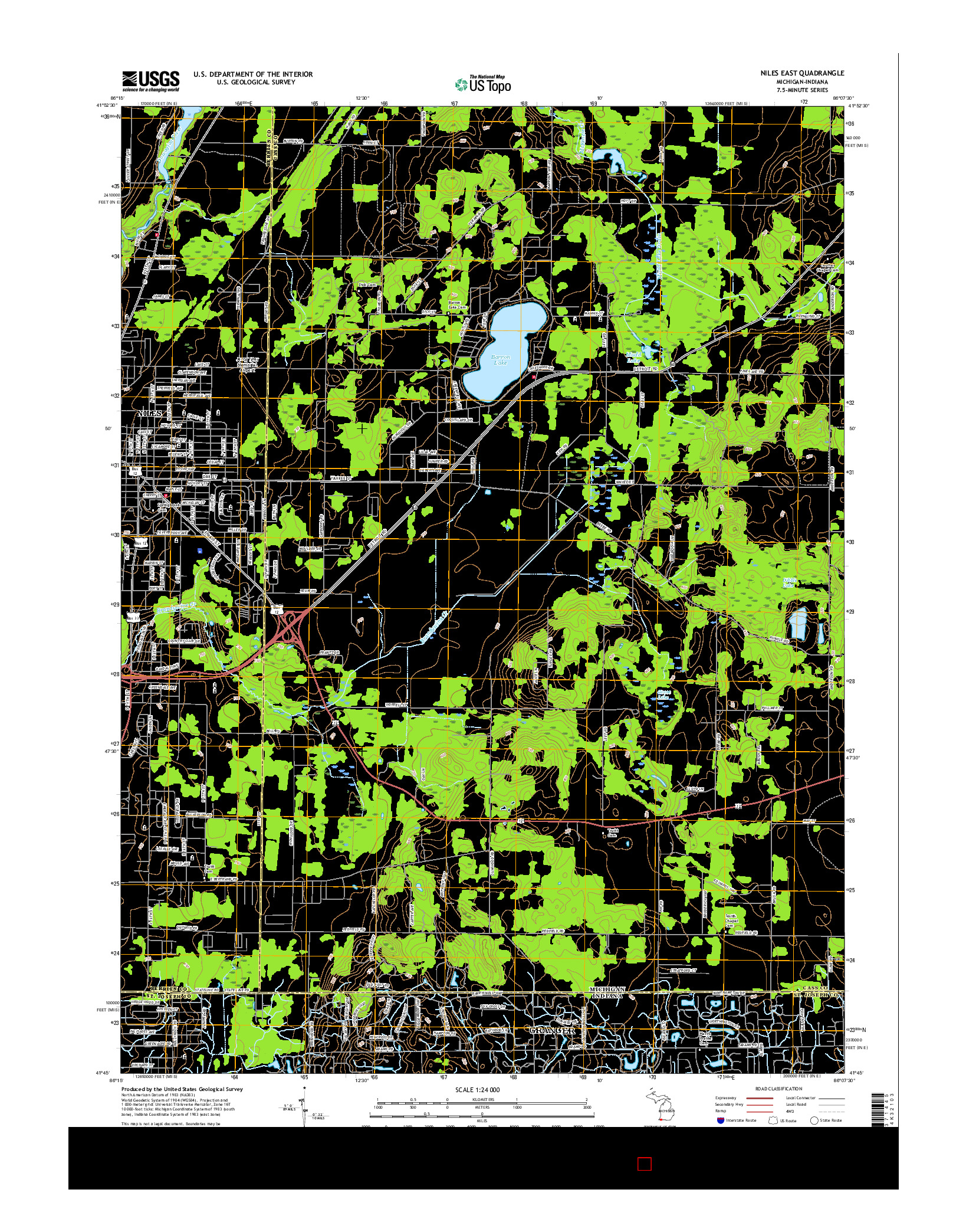 USGS US TOPO 7.5-MINUTE MAP FOR NILES EAST, MI-IN 2017