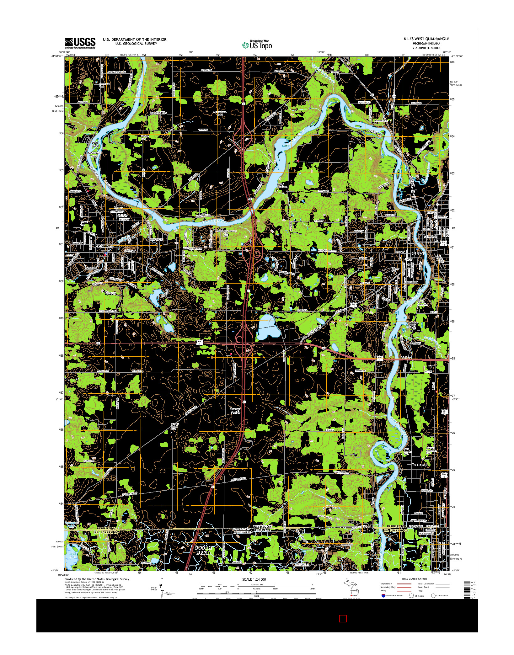 USGS US TOPO 7.5-MINUTE MAP FOR NILES WEST, MI-IN 2017
