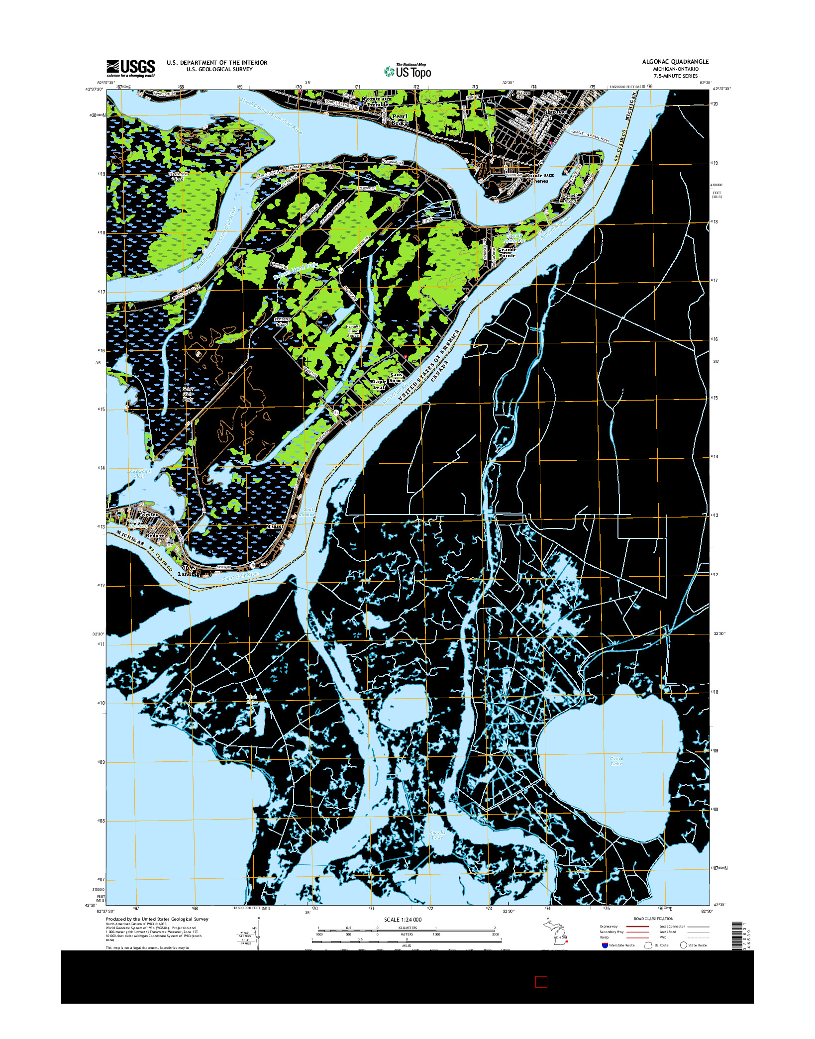 USGS US TOPO 7.5-MINUTE MAP FOR ALGONAC, MI-ON 2017