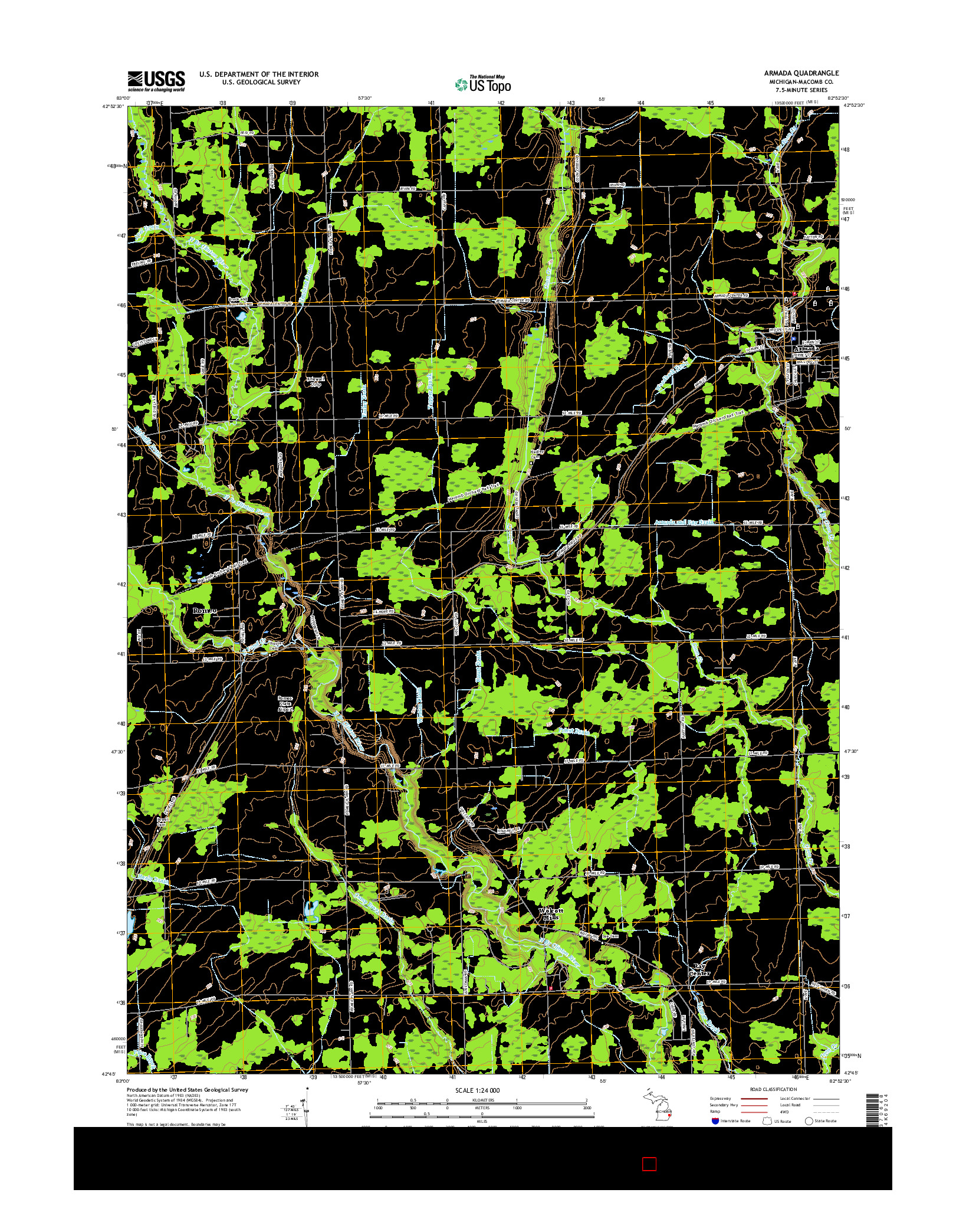 USGS US TOPO 7.5-MINUTE MAP FOR ARMADA, MI 2017