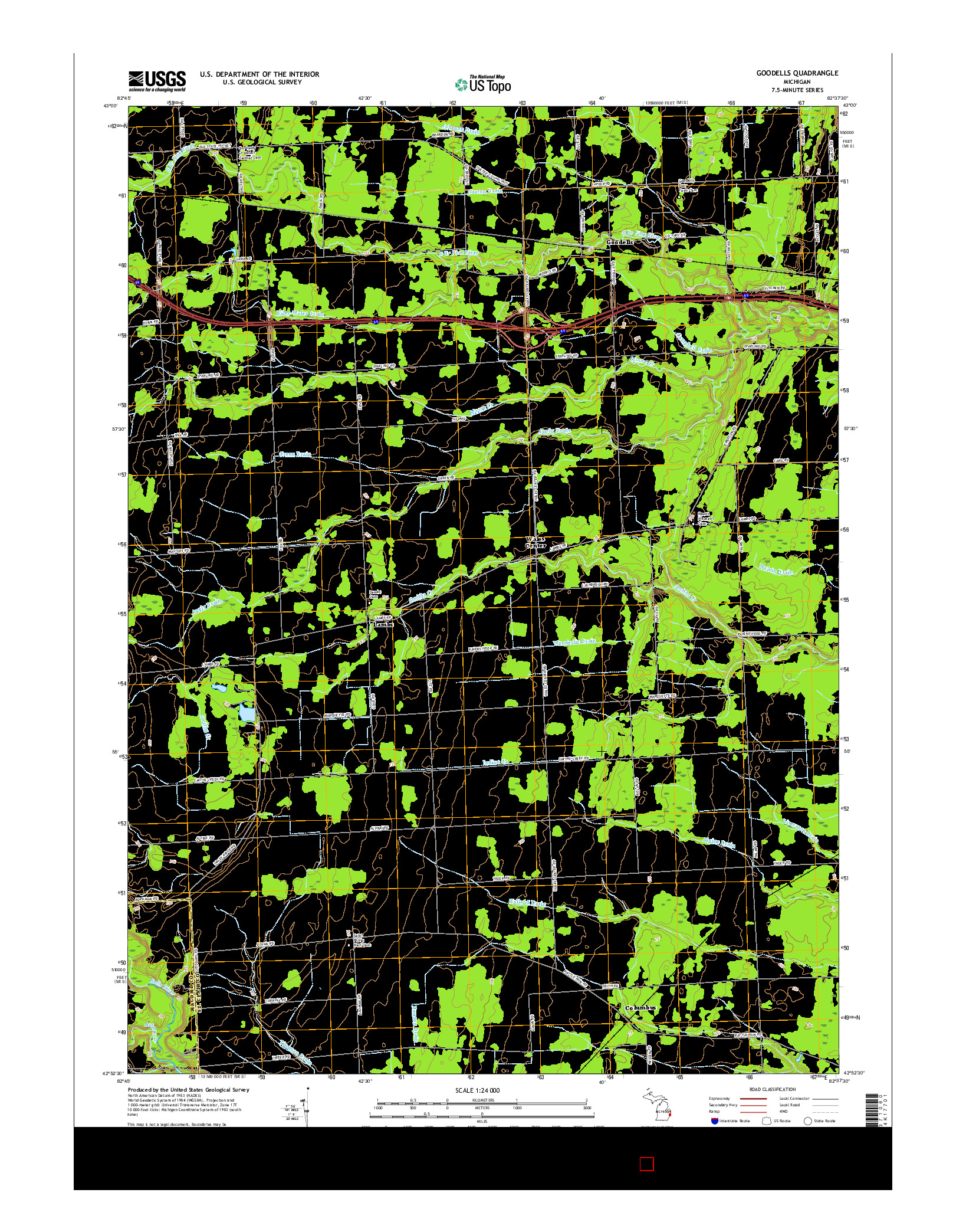 USGS US TOPO 7.5-MINUTE MAP FOR GOODELLS, MI 2017