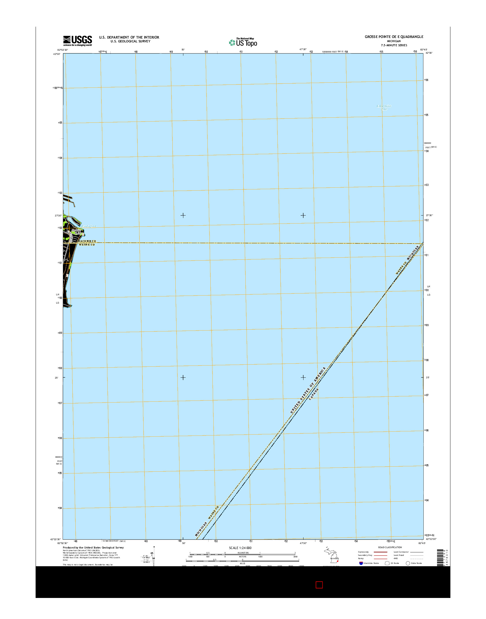 USGS US TOPO 7.5-MINUTE MAP FOR GROSSE POINTE OE E, MI 2017