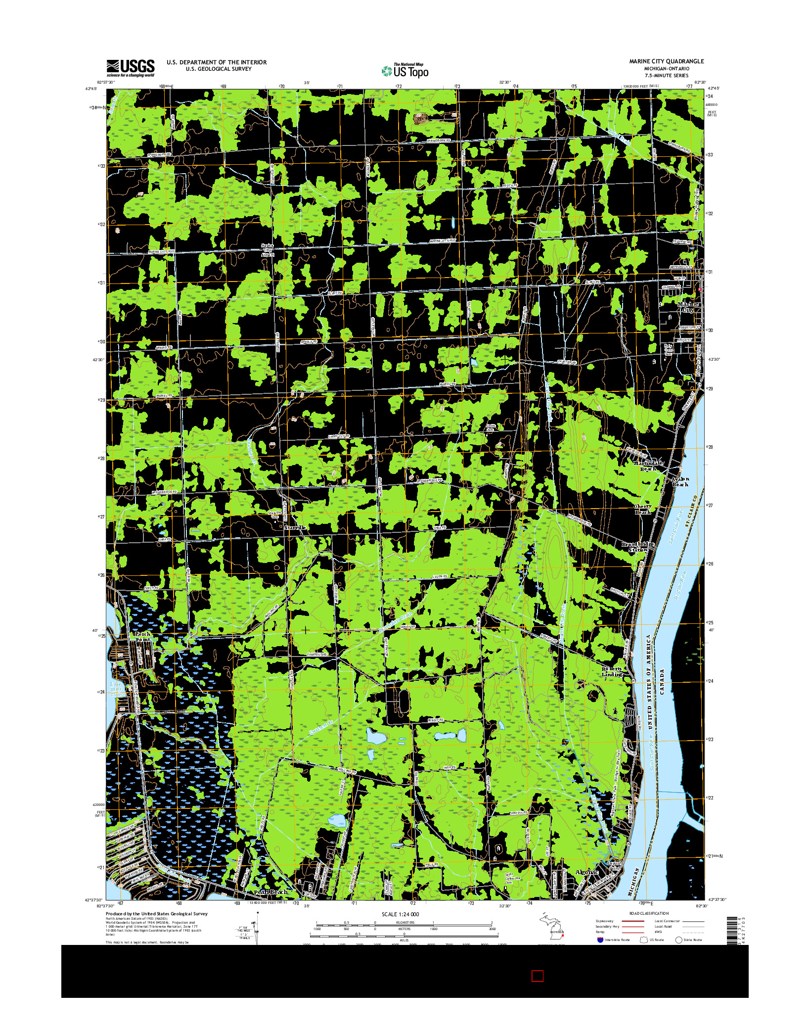 USGS US TOPO 7.5-MINUTE MAP FOR MARINE CITY, MI-ON 2017