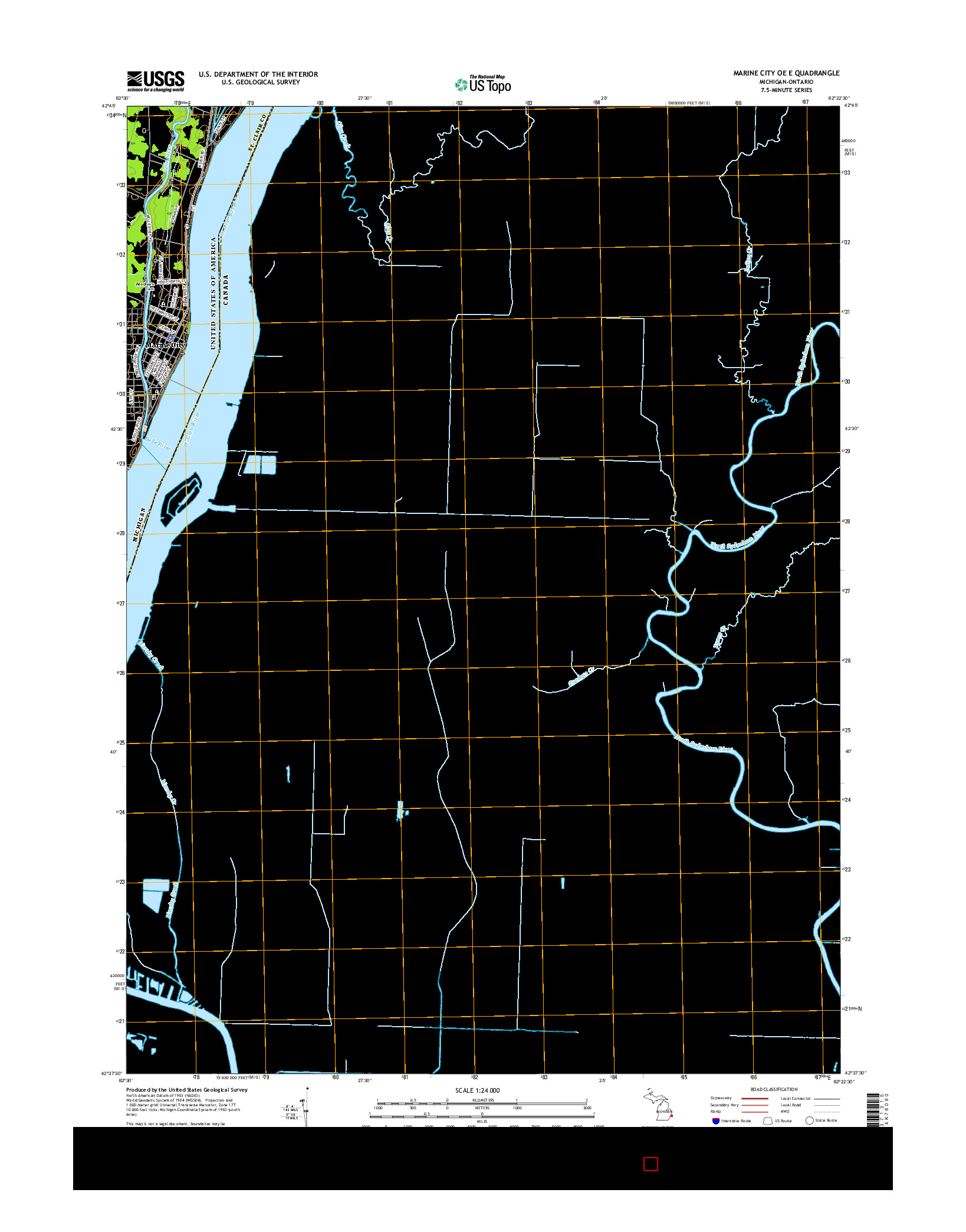 USGS US TOPO 7.5-MINUTE MAP FOR MARINE CITY OE E, MI-ON 2017