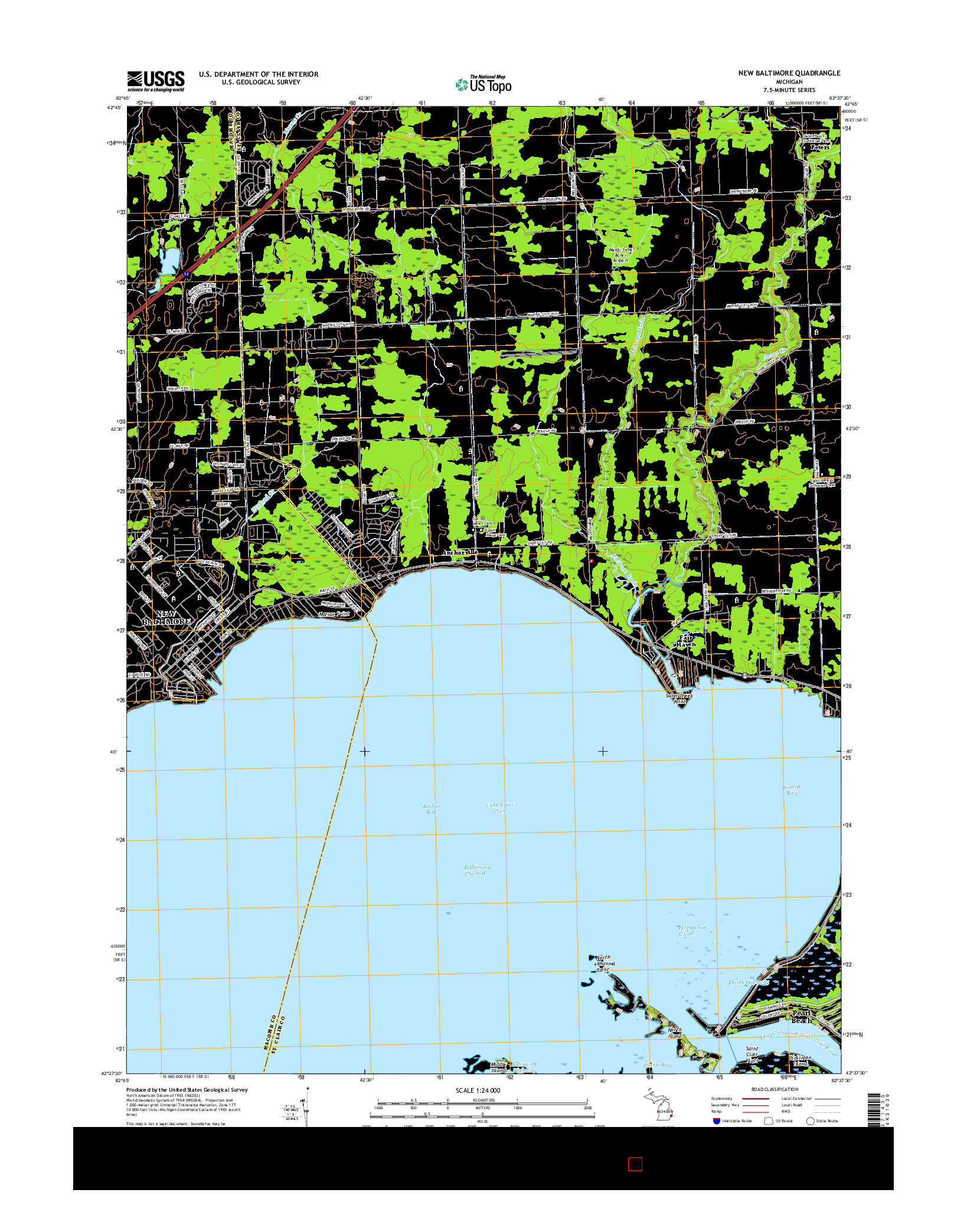 USGS US TOPO 7.5-MINUTE MAP FOR NEW BALTIMORE, MI 2017