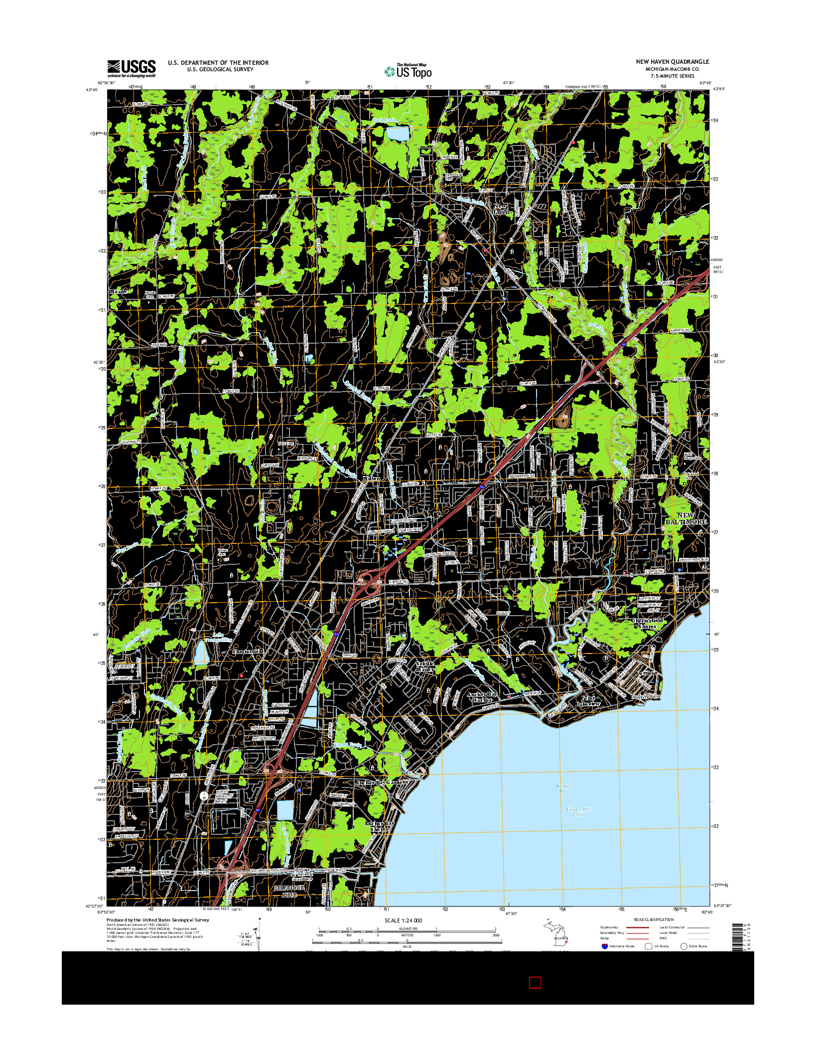 USGS US TOPO 7.5-MINUTE MAP FOR NEW HAVEN, MI 2017