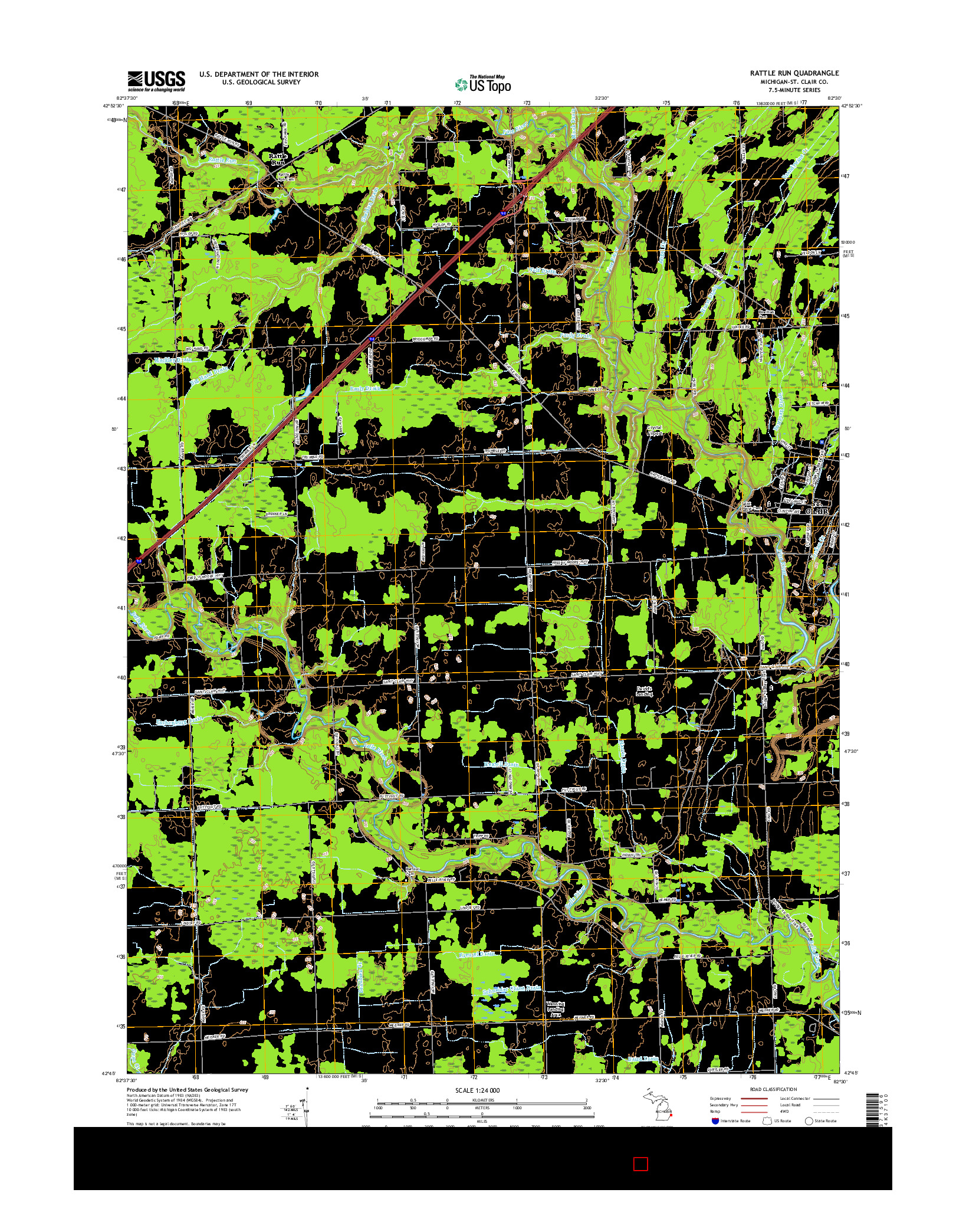 USGS US TOPO 7.5-MINUTE MAP FOR RATTLE RUN, MI 2017