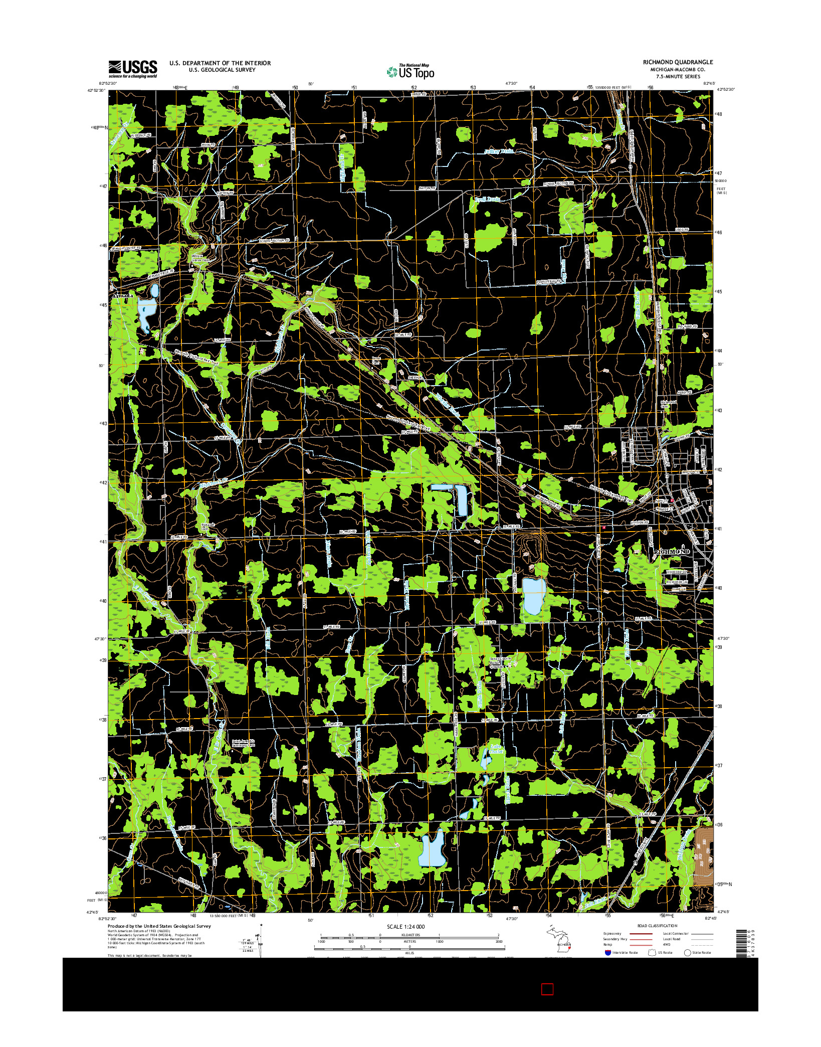 USGS US TOPO 7.5-MINUTE MAP FOR RICHMOND, MI 2017